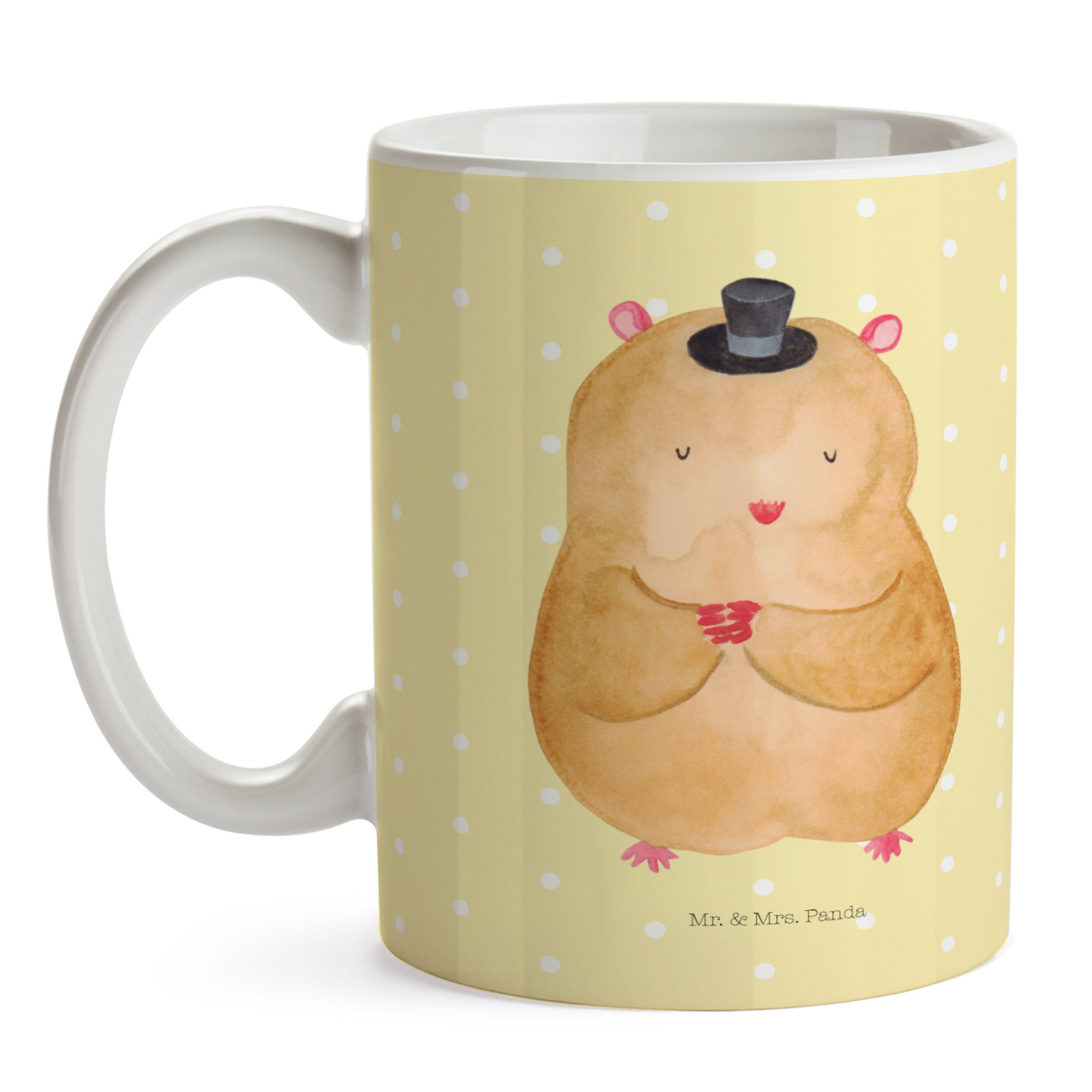 Hamster Mrs. Tasse, & mit Tiermo, Panda Tasse Gelb - Kaffeetasse, - Geschenk, Keramik Pastell Mr. Hut