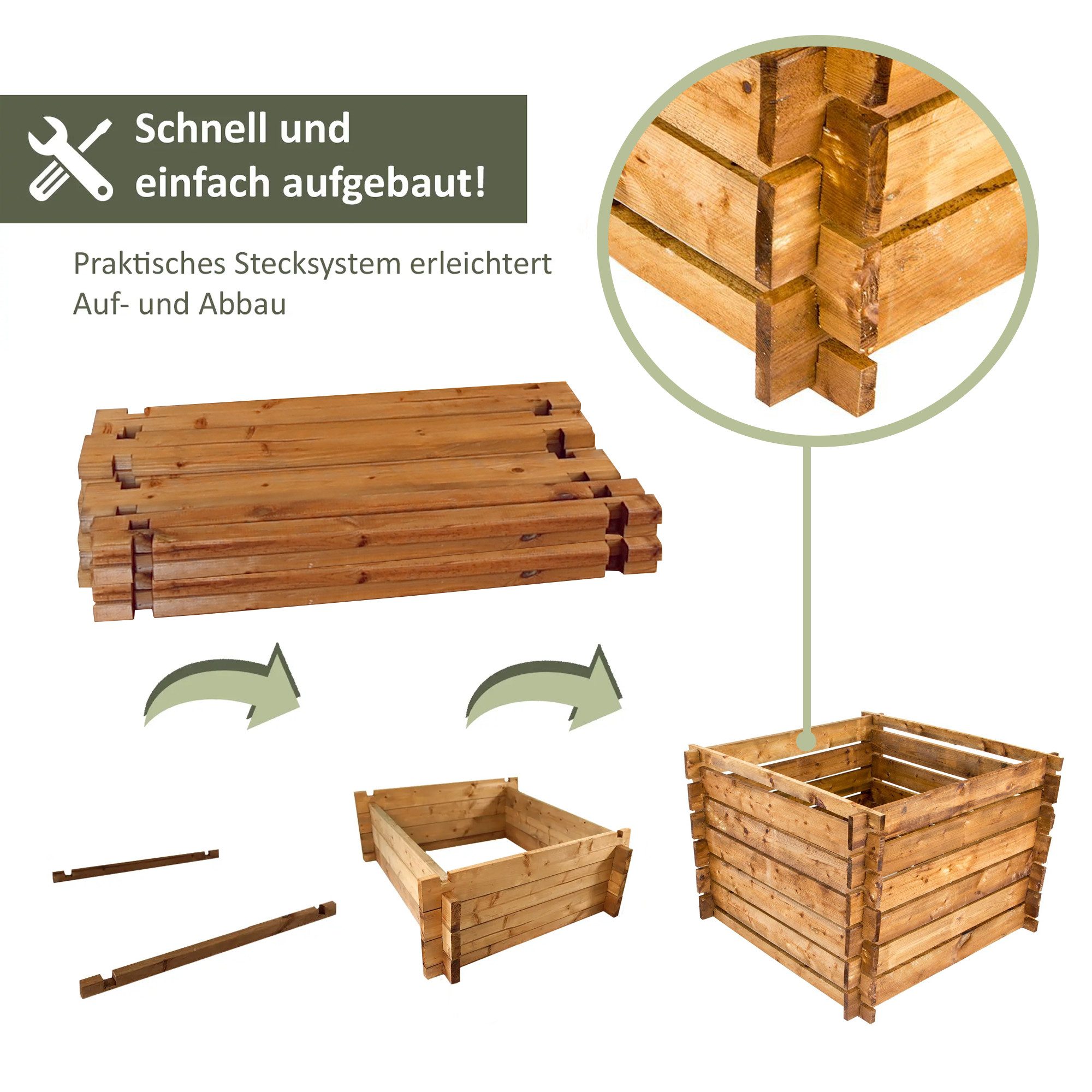 NATIV Komposter Komposter aus Holz, BxTxH: 100x100x65 cm