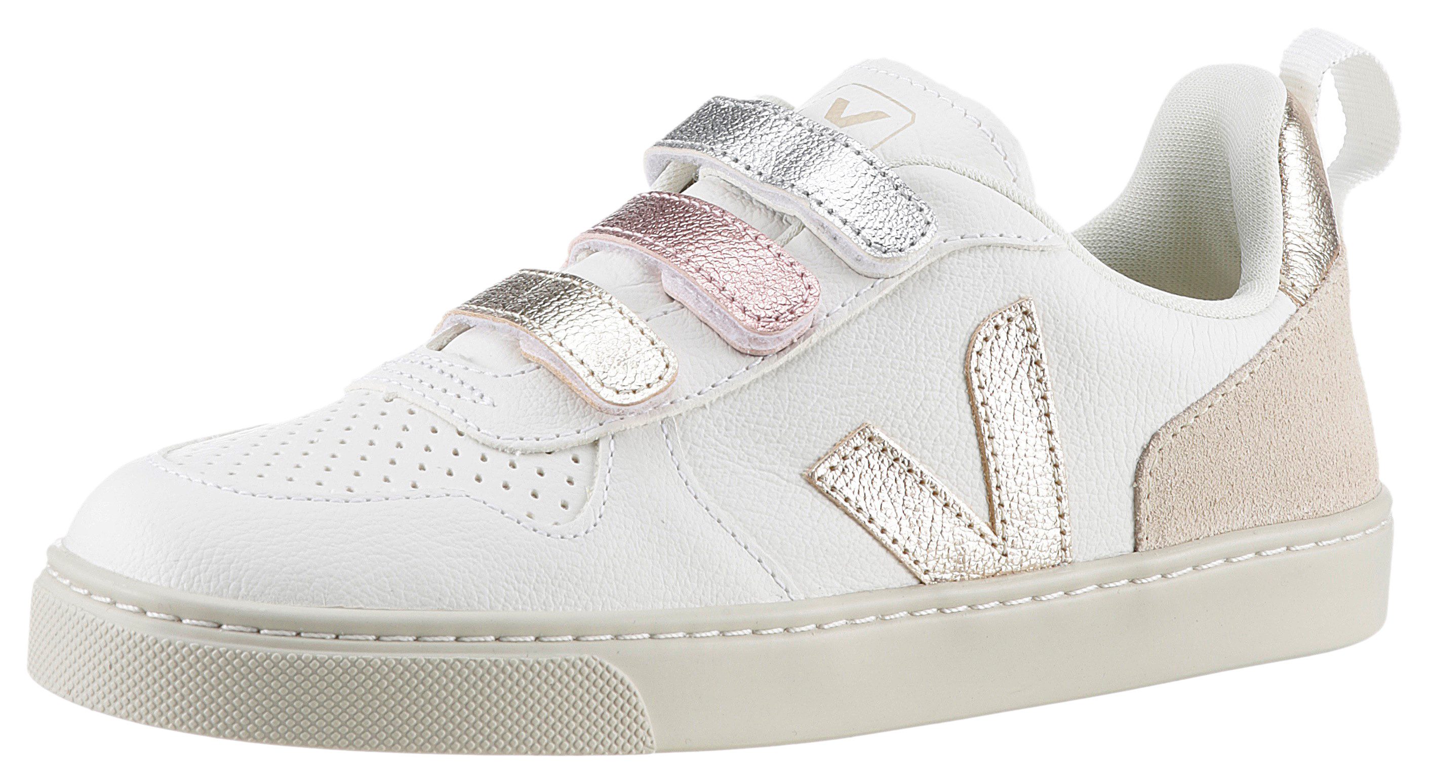 VEJA Small V-10 Sneaker Klettschuh, Retro Sneaker, Kindergartenschuh mit seitlichem V-Logo