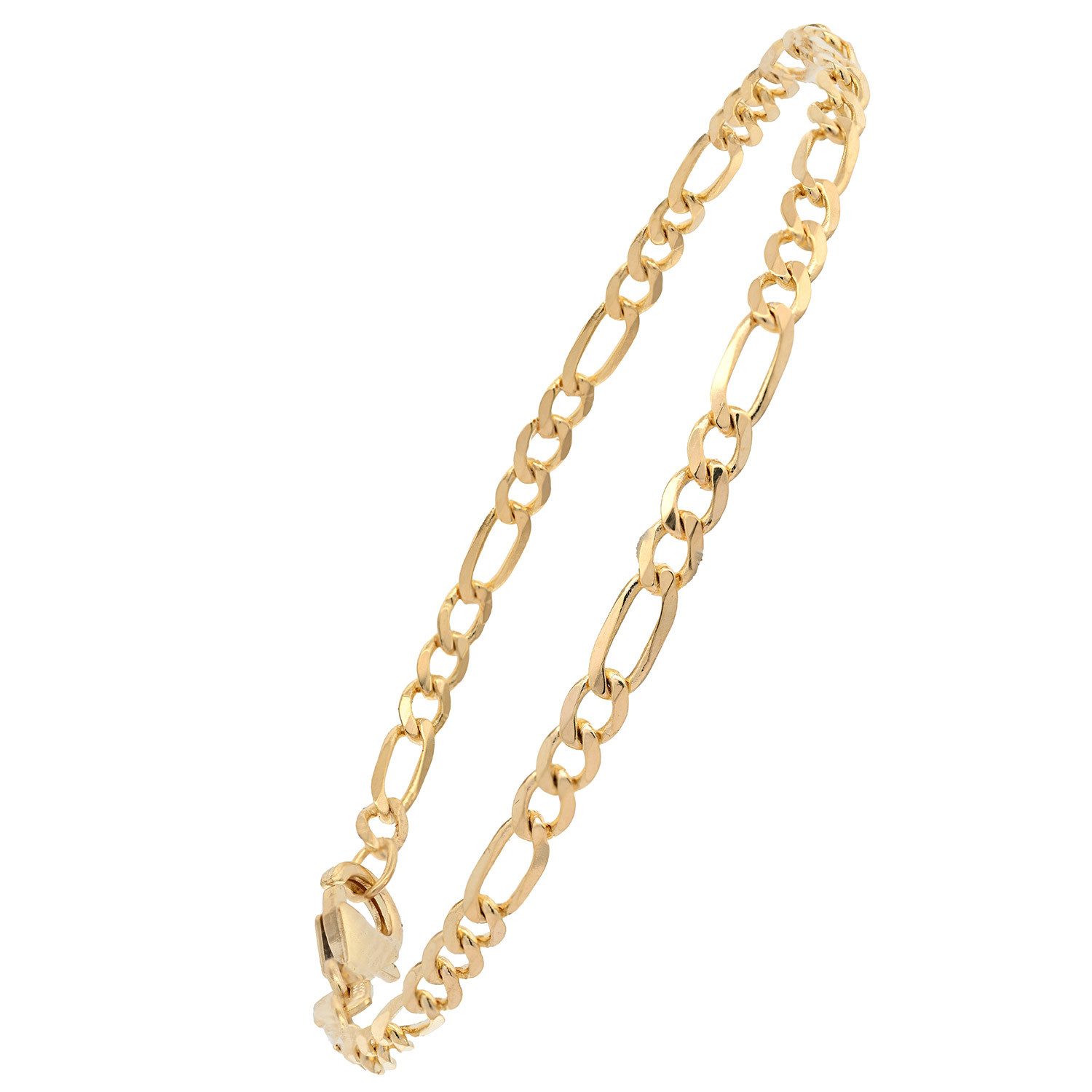 HOPLO Goldarmband Goldarmband Figarokette Armkette Breite 3,2 mm 19 cm 333-8 Karat Gold, Made in Germany