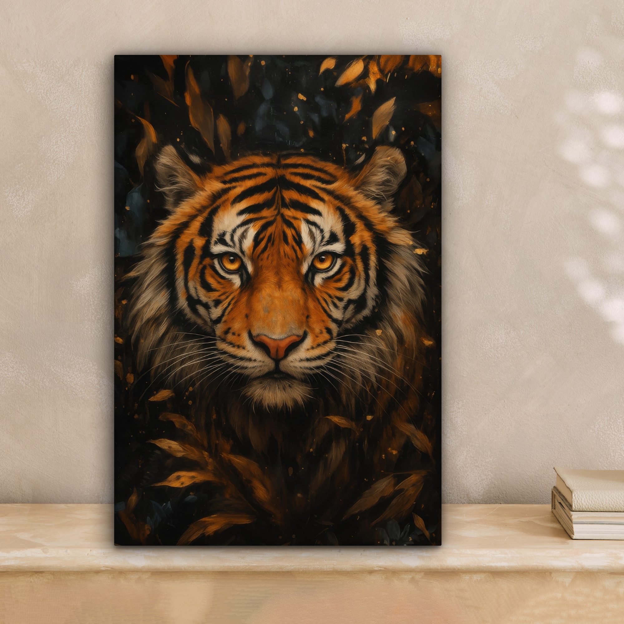 OneMillionCanvasses® Leinwandbild Blätter - Tiger - günstig online kaufen