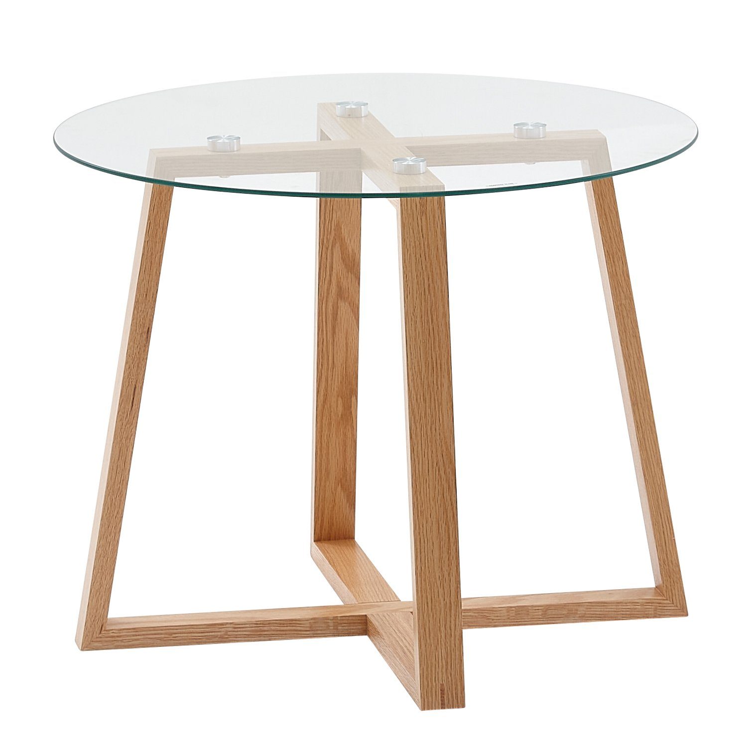 KADIMA DESIGN Couchtisch Kaffeetisch Eiche & Glas, Modernes Holzgestell, transparent