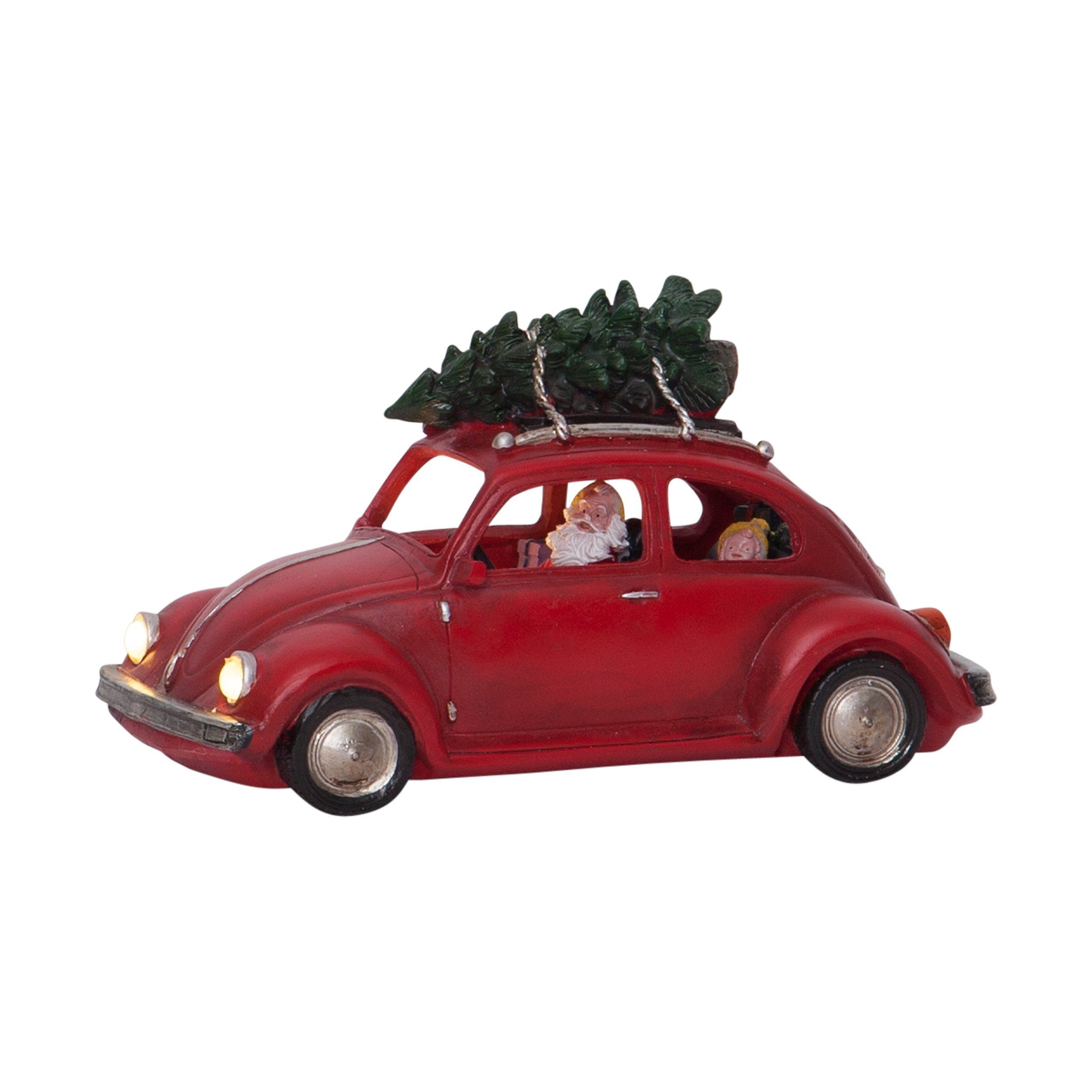 EGLO Dekoobjekt Merryville, Auto mit Weihnachtsmann, Weihnachtsdekoration, Fensterdeko mit Timer
