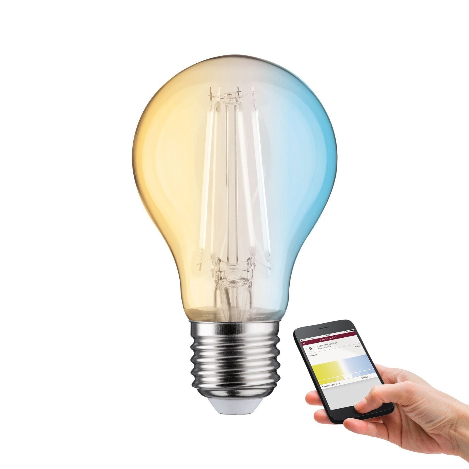 Paulmann LED-Leuchtmittel Smart Filament 806lm 2200-6500K klar 7W 230V, 1 St., Tageslichtweiß