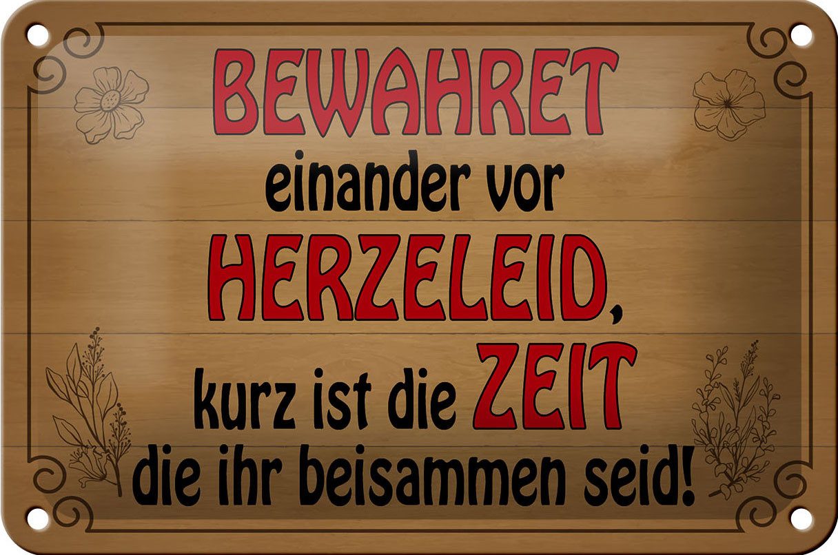 Metallschild Spruch 18x12cm bewahret einander vor Herzeleid