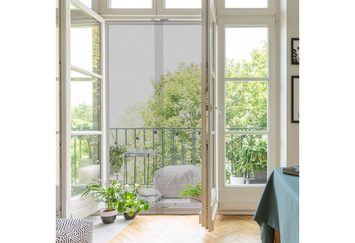 Thumbnail - Nematek Insektenschutz-Fensterrahmen Nematek Polyester Fliegennetz Balkontür -Vorhang zum Kleben - bis zu 120 x 220cm