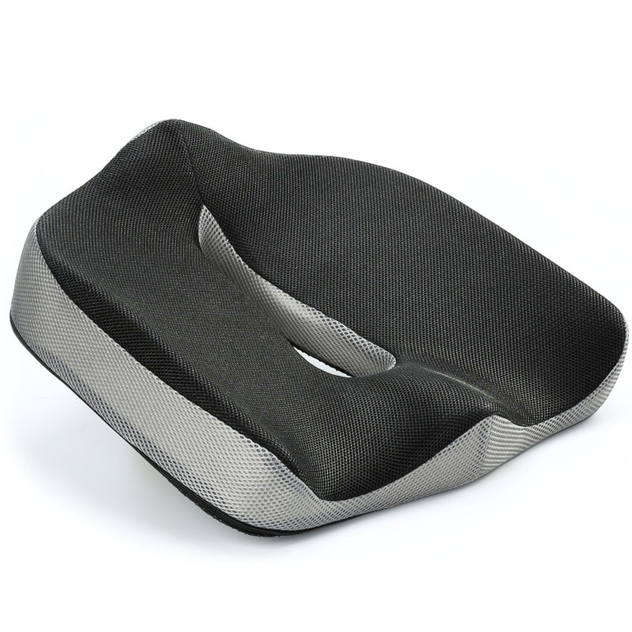 O-Form aus mit I in I Steißbeinkissen schwarz-grau Viscoschaum Sitzkissen Vitabo ergonomisch geformtes Sitzring Sitzdonut Memory-Funktion Vitabo