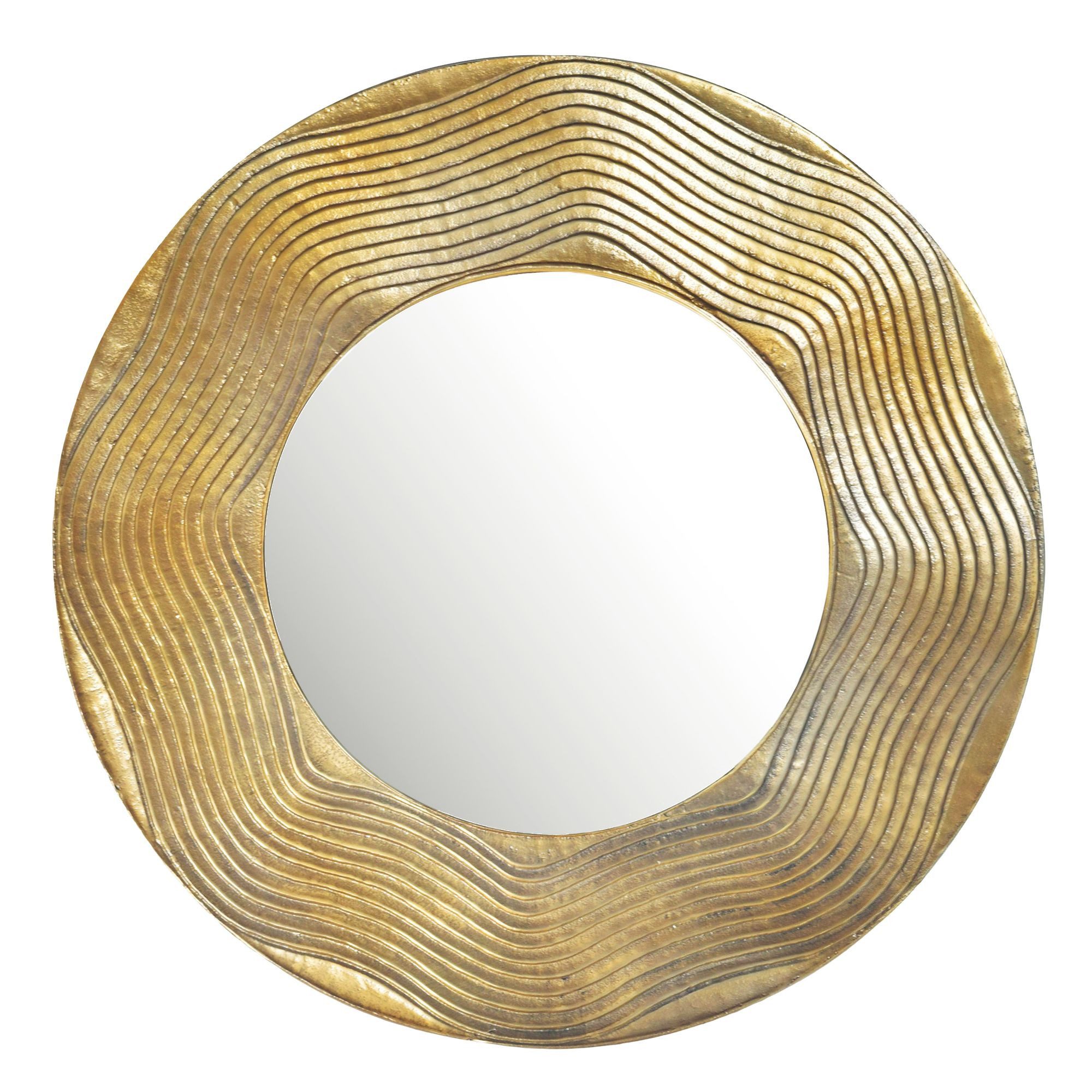Spiegel Wandspiegel 74 cm Metall Design Hängespiegel Gold, Aluminium