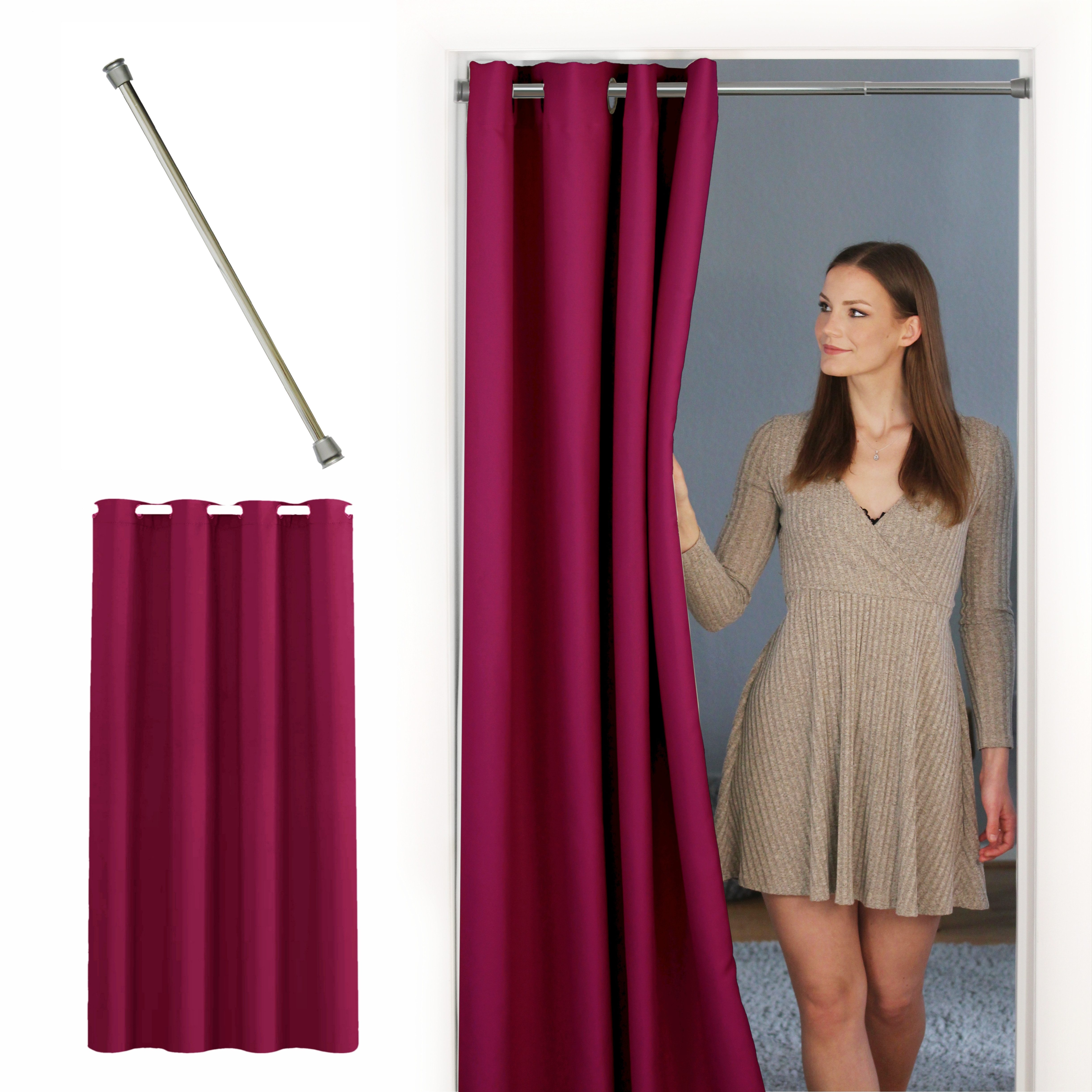 tinycurtains Türvorhang mit Stange silber 55-90 günstig online kaufen
