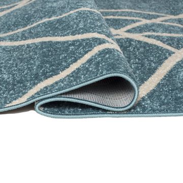 Designteppich Modern Teppich Geometrisch Muster Blau Türkis farbe - Kurzflor, Mazovia, 250 x 350 cm, Geeignet für Fußbodenheizung, Höhe 7 mm, Kurzflor