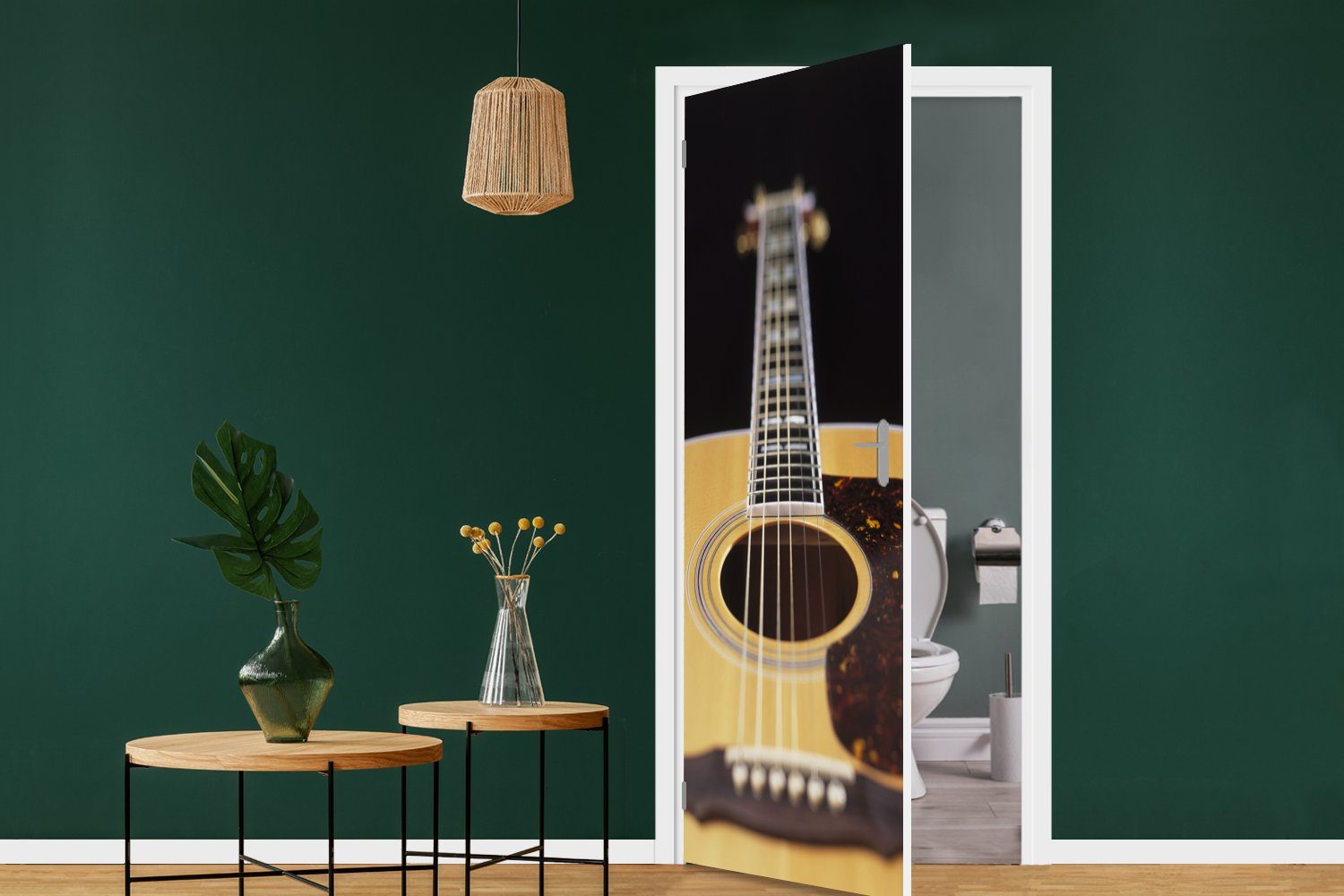 Eine Tür, cm (1 Türtapete Fototapete liegende für Matt, Türaufkleber, akustische Gitarre, bedruckt, 75x205 MuchoWow St),