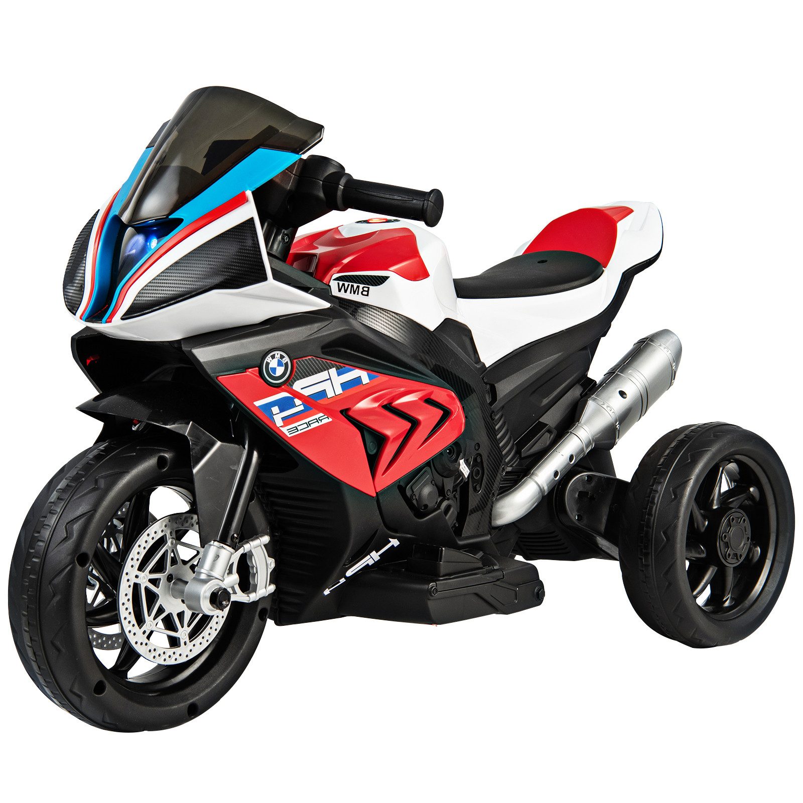 KOMFOTTEU Elektro-Kindermotorrad mit Musik & Scheinwerfer, für 3-8 Jahren, 3 km/h, bis 30 kg