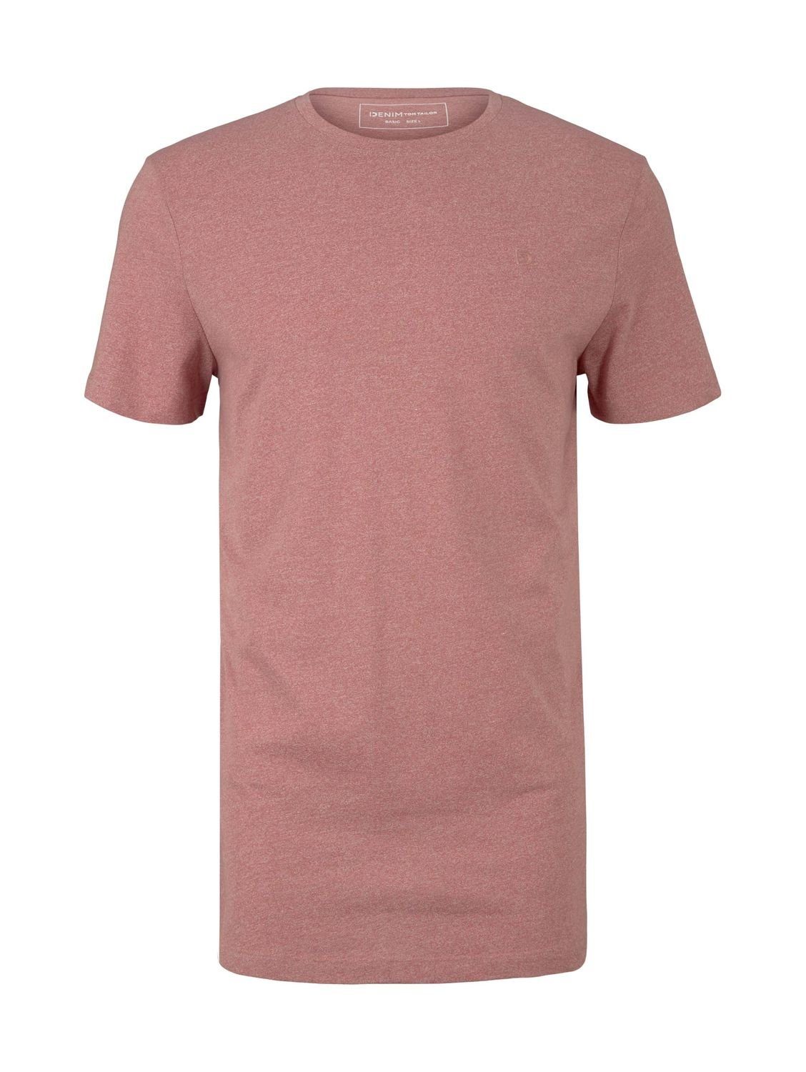 TOM TAILOR Denim T-Shirt STRUCTURED-SHIRT (1-tlg) aus Baumwolle Wineberry Rose Melange 29184