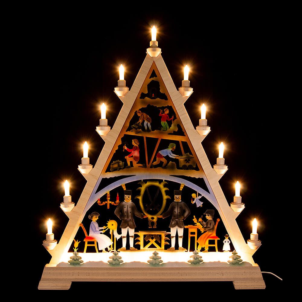 Kunstgewebe Taulin Schwibbogen Lichterspitze Erzgebirge, farbig (55x67cm) von Kunstgewerbe Taulin