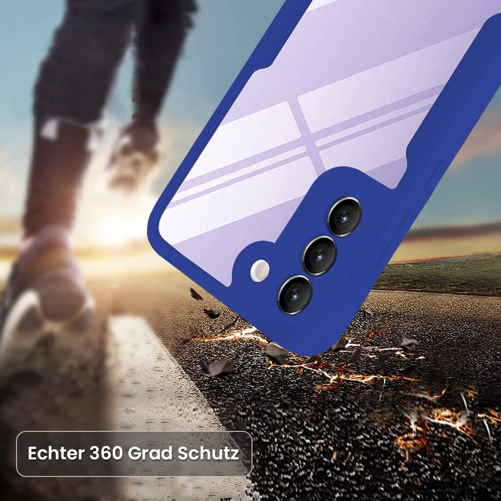 Tec-Expert Handyhülle 360 Grad Hülle für Samsung Galaxy S21 5G 6.2 Zoll, 6.2, Rundum Schutz Cover Case Hülle robust