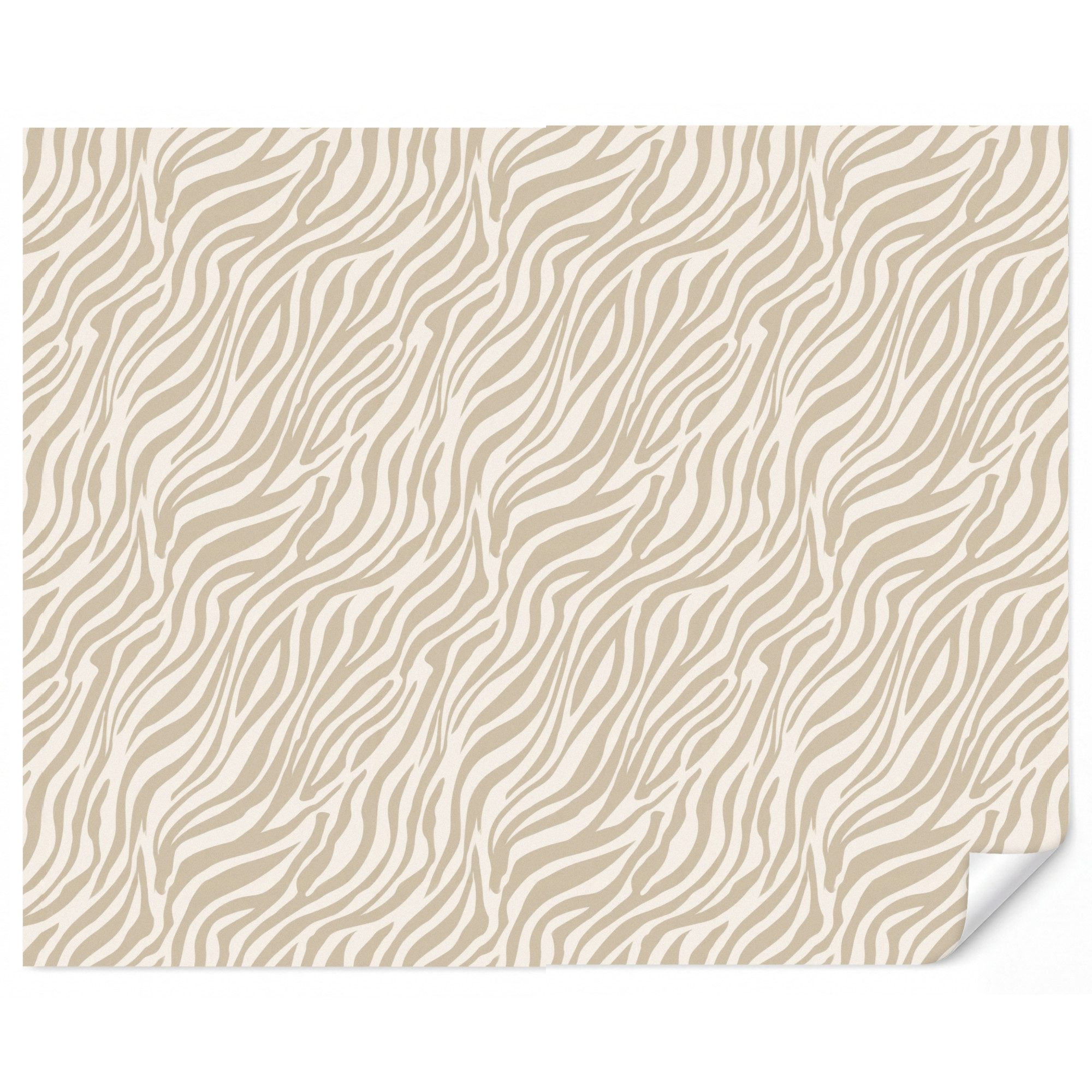 OnlyWow Fototapete Zebra - Muster - Beige, Matt, bedruckt, Wandtapete, Wohnzimmer, Vinyl Tapete 260x220cm