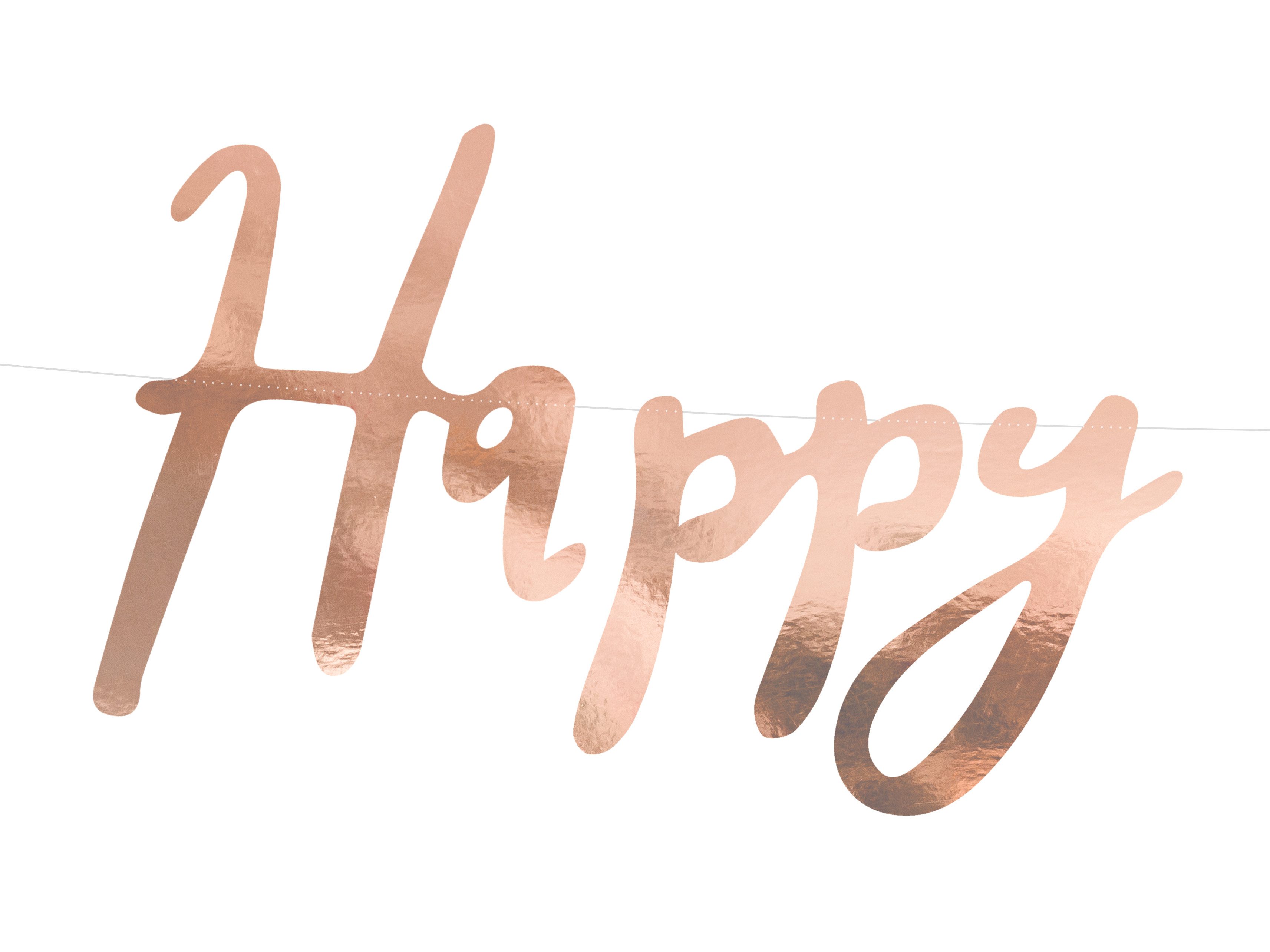 partydeco Hängedekoration Banner 'Happy Birthday' rosegold, 16.5x62cm
