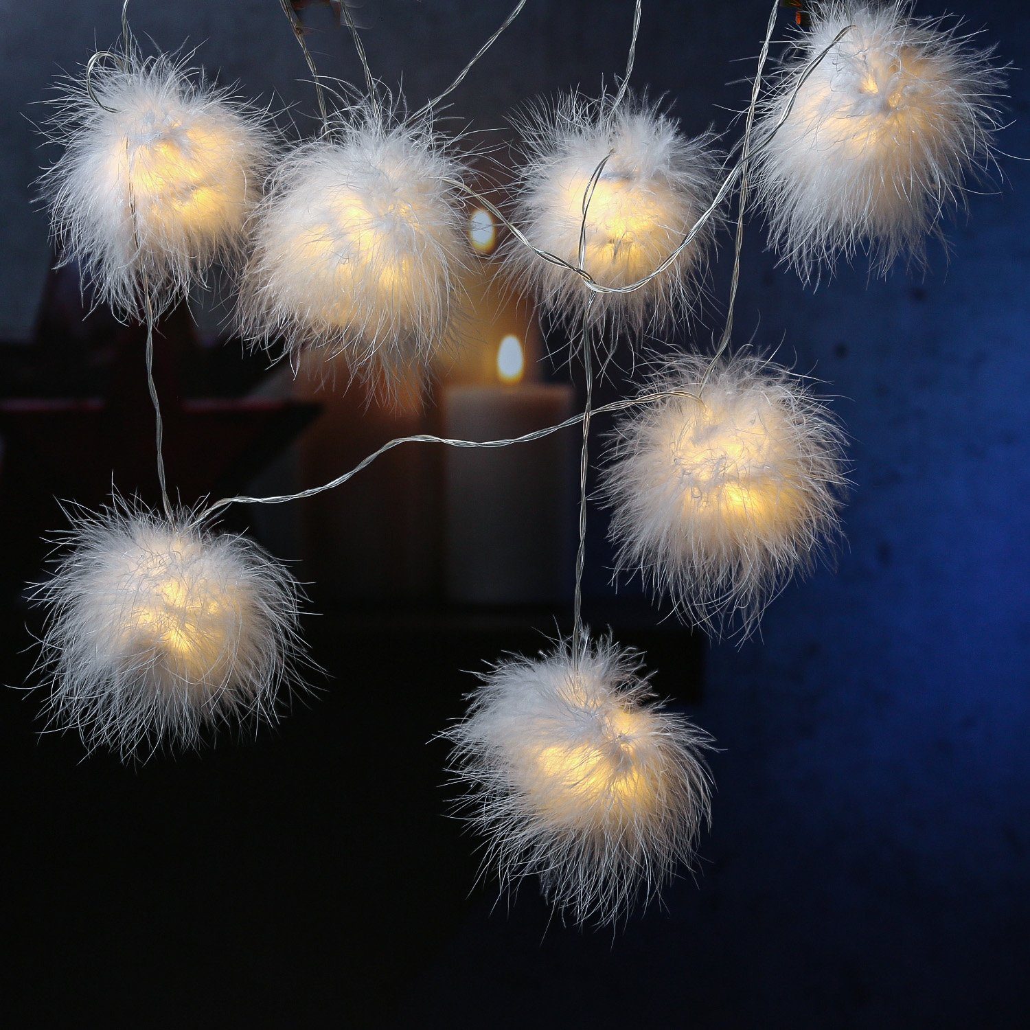 MARELIDA LED-Lichterkette Schneebälle 26 leuchtende Bälle 10m Winter Dekolichterketteweiß, 26-flammig