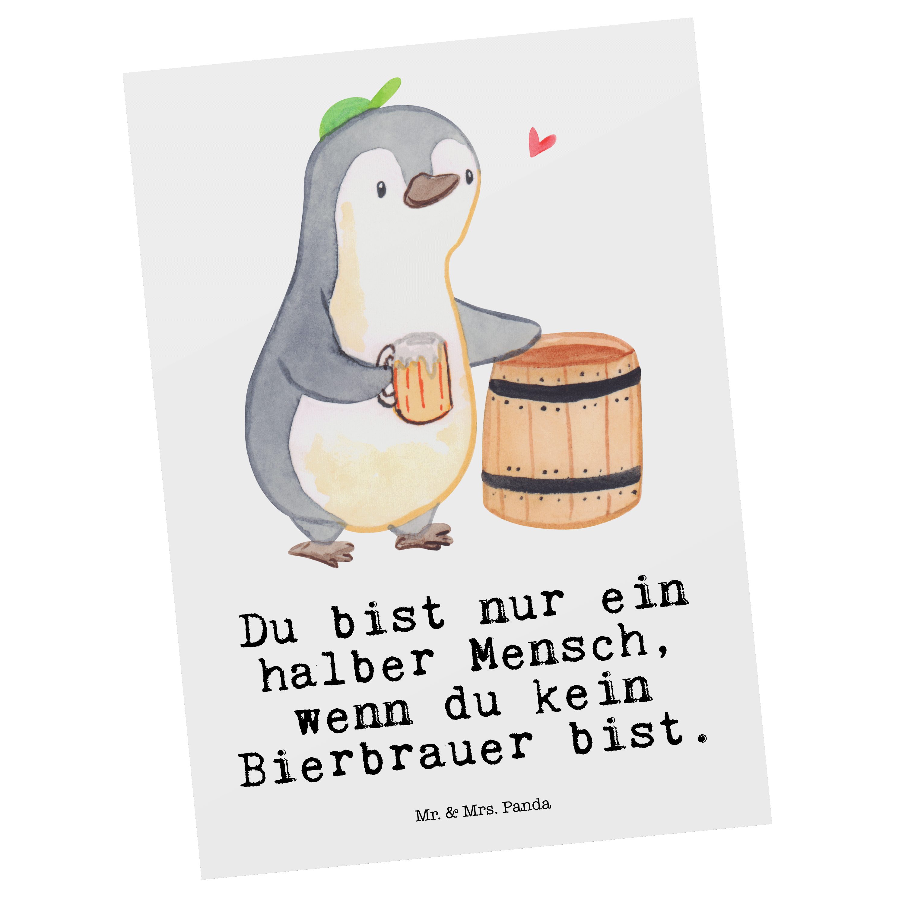 Mr. & Mrs. Panda Postkarte Bierbrauer mit Herz - Weiß - Geschenk, Dankeskarte, Männerabend, Kart