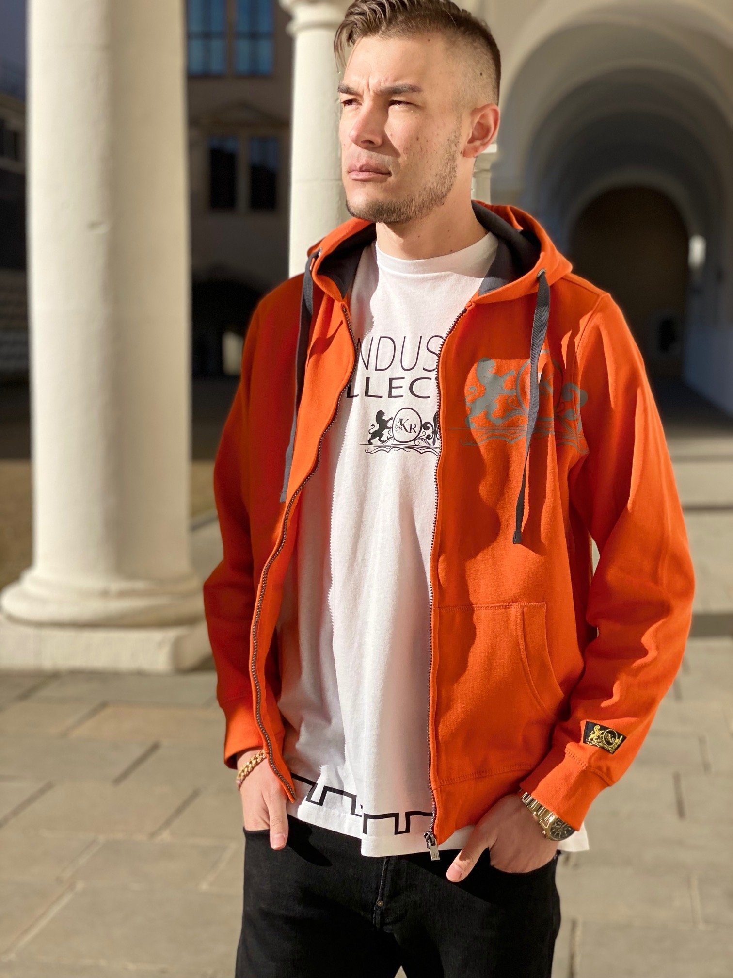 KR-Industries Kapuzensweatjacke KR Orange Jacket (1 Packung, 1 Pack) mit Kapuze