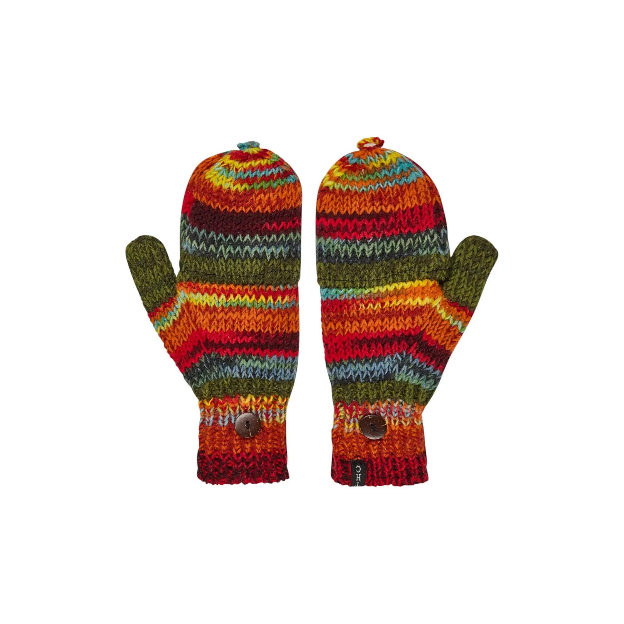 THC Natural Line Strickhandschuhe THC Klapphandschuhe 616 bunt (1-St., 1 Paar) abklappbare Fingerspitzen