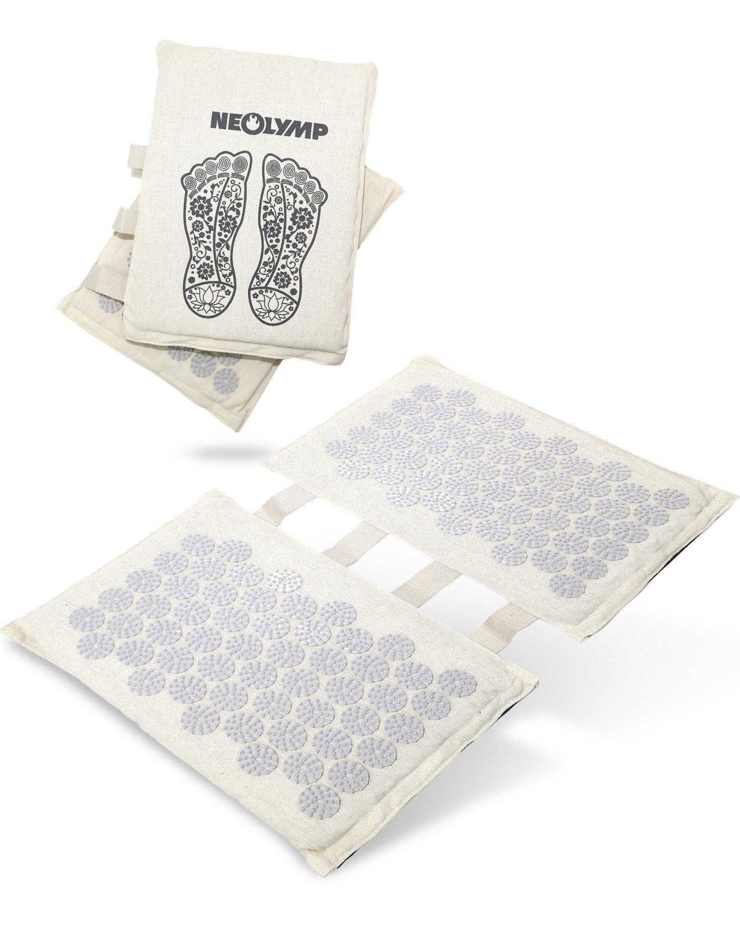 NEOLYMP Meditationskissen Akupunktur Fußmassage Matte mit ABS-Spitzen – Vielseitige Stimulation, Massagematte für Füße - abwaschbar, umweltfreundlich, mit Tragetasche