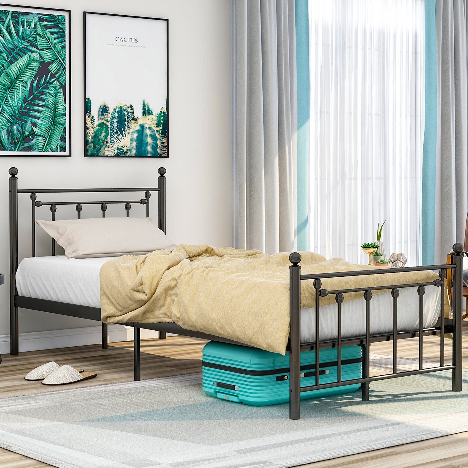 Vaxiuja Bett »Hochwertiger Metallbettrahmen mit Kopf- und Fußteil, Bett für  Schlafzimmer der Kinder, Jugendliche und Erwachsene,Schwarz, (90*200cm)«  online kaufen | OTTO
