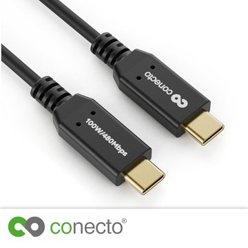 conecto conecto USB-C auf USB-C Lade-Kabel USB 2.0 Schnellladefunktion vergold USB-Kabel, (15 cm)
