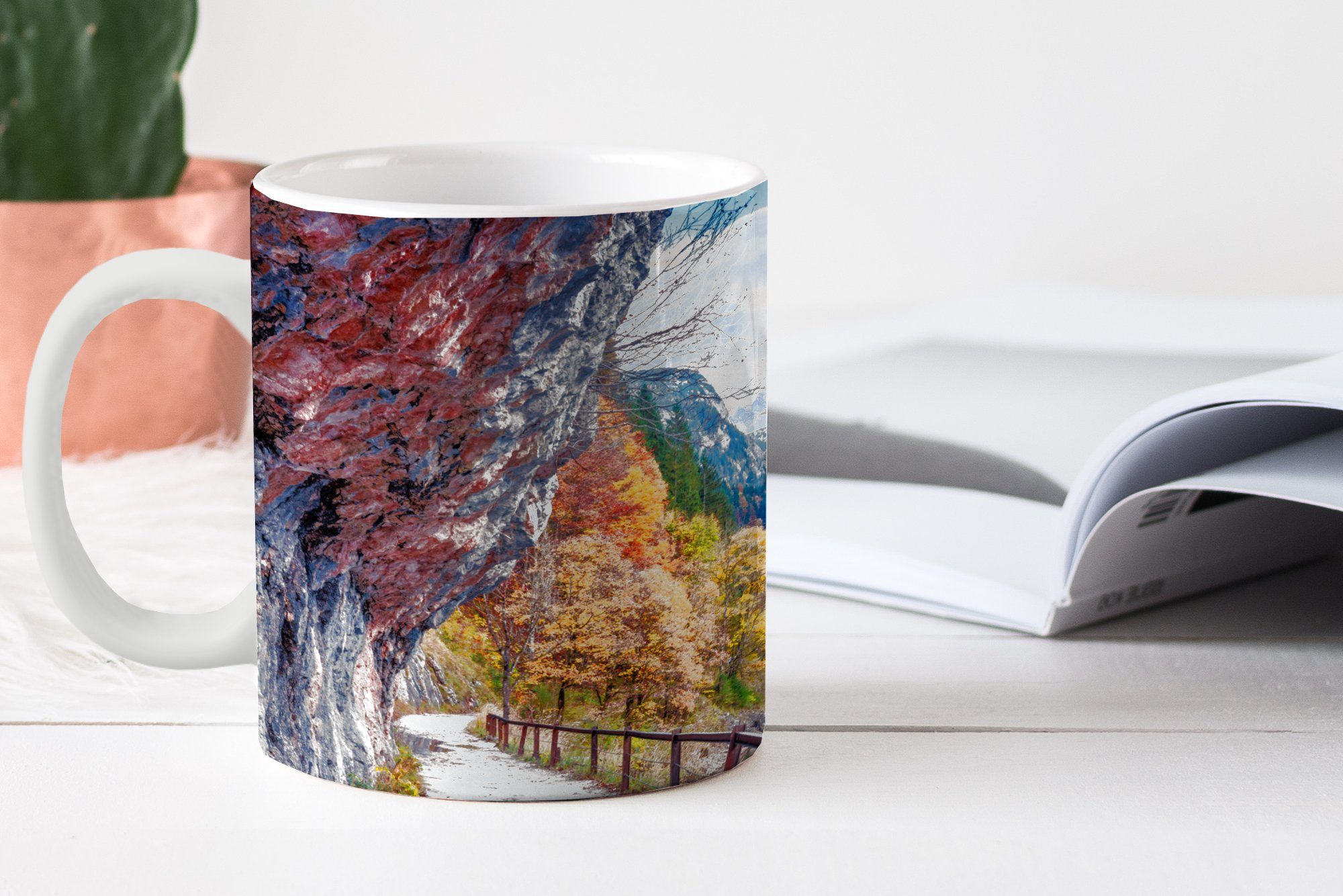 MuchoWow Keramik, Becher, Teetasse, - - See Kaffeetassen, Natur Berge Teetasse, - Weg - Tasse Geschenk Wasser,