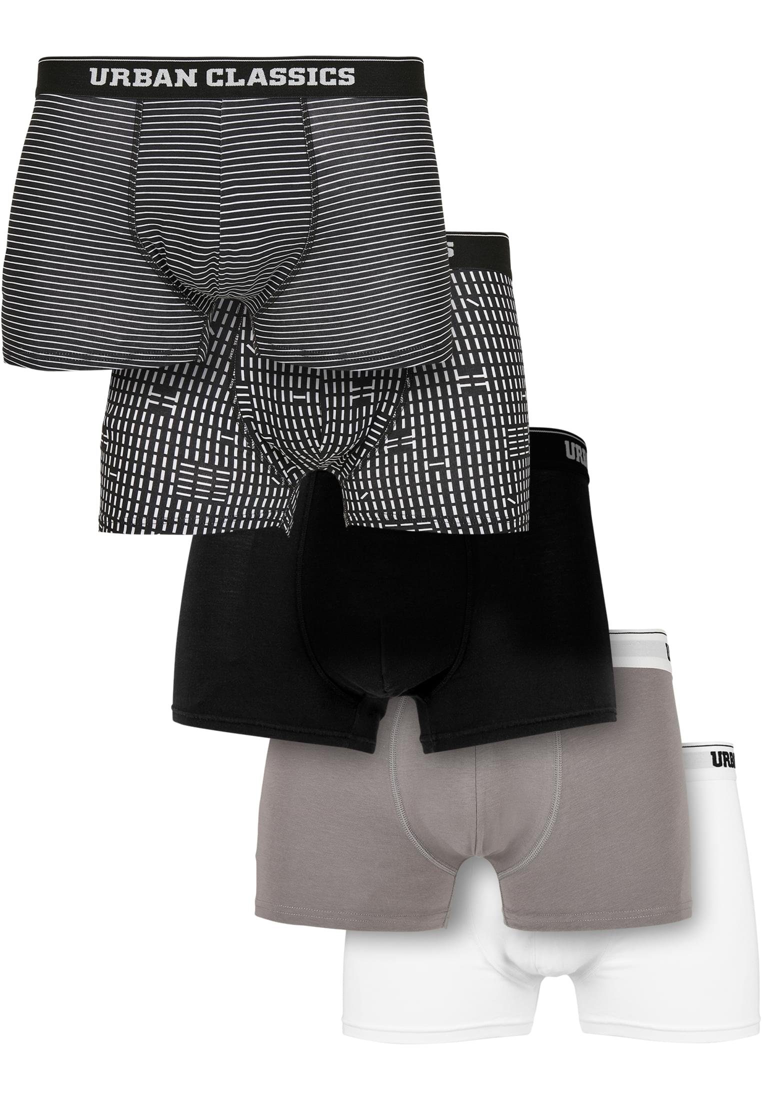 URBAN CLASSICS Boxershorts Herren Organic Boxer Shorts 5-Pack (1-St) stripeaop black white