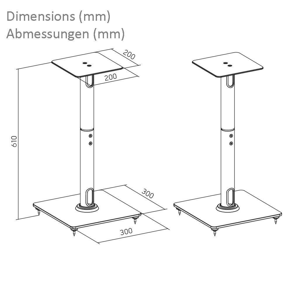 HALTERUNGSPROFI Lautsprecherständer LSTSL4-B / LSTSM4-B, (Höhe 76,5cm, bis 25kg/Stück)