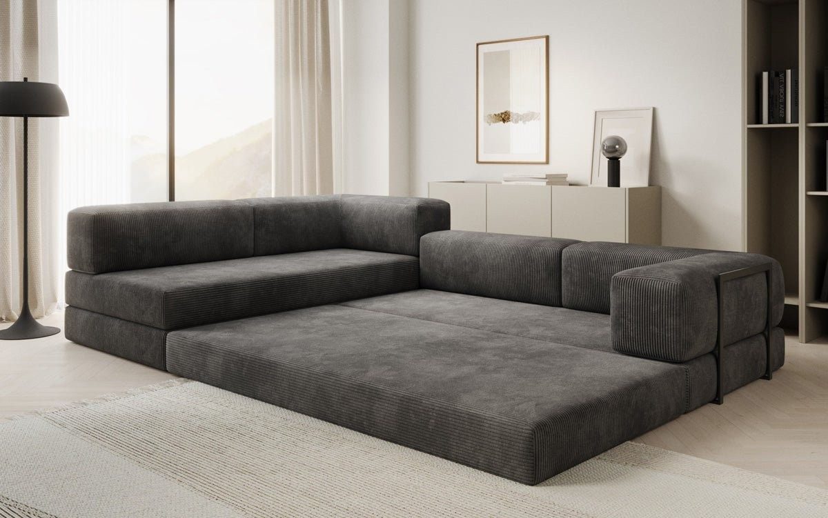 Luxusbetten24 Sofa Designer Sofa Lazy L, mit Aufklappfunktion und Cordbezug günstig online kaufen