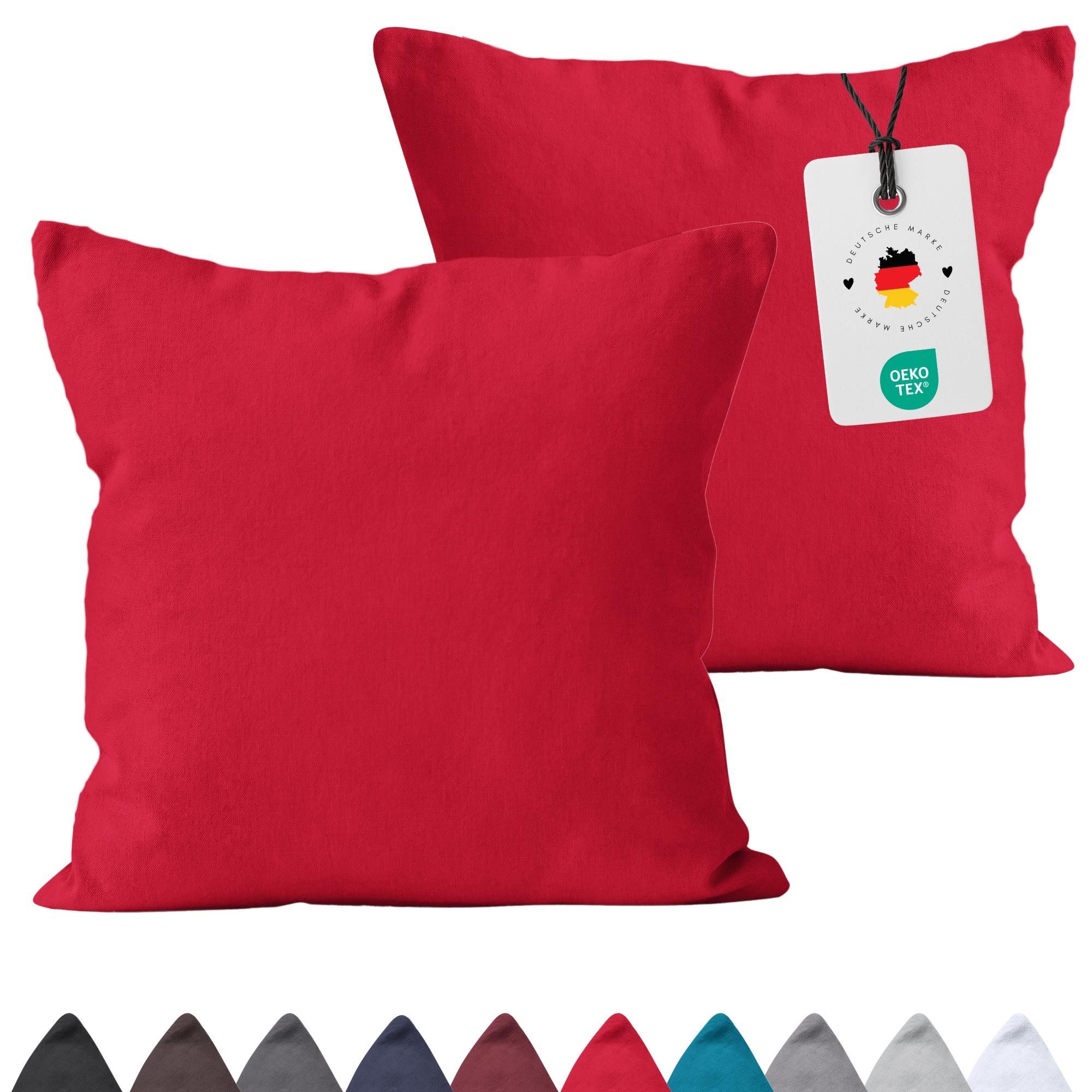 Carpe Sonno Kissenbezug 40x40 40x80 80x80 Baumwoll Kopfkissen Bezug Kissenhülle Kissenbezug, (2 Stück), Renforce Kissenbezüge 40x40 cm, Uni Rot einfarbig