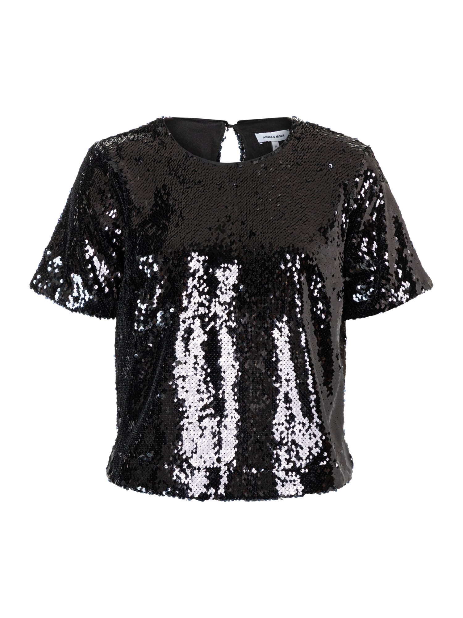 MORE&MORE Kurzarmbluse glitzernde Glam-Partybluse, Pailletten