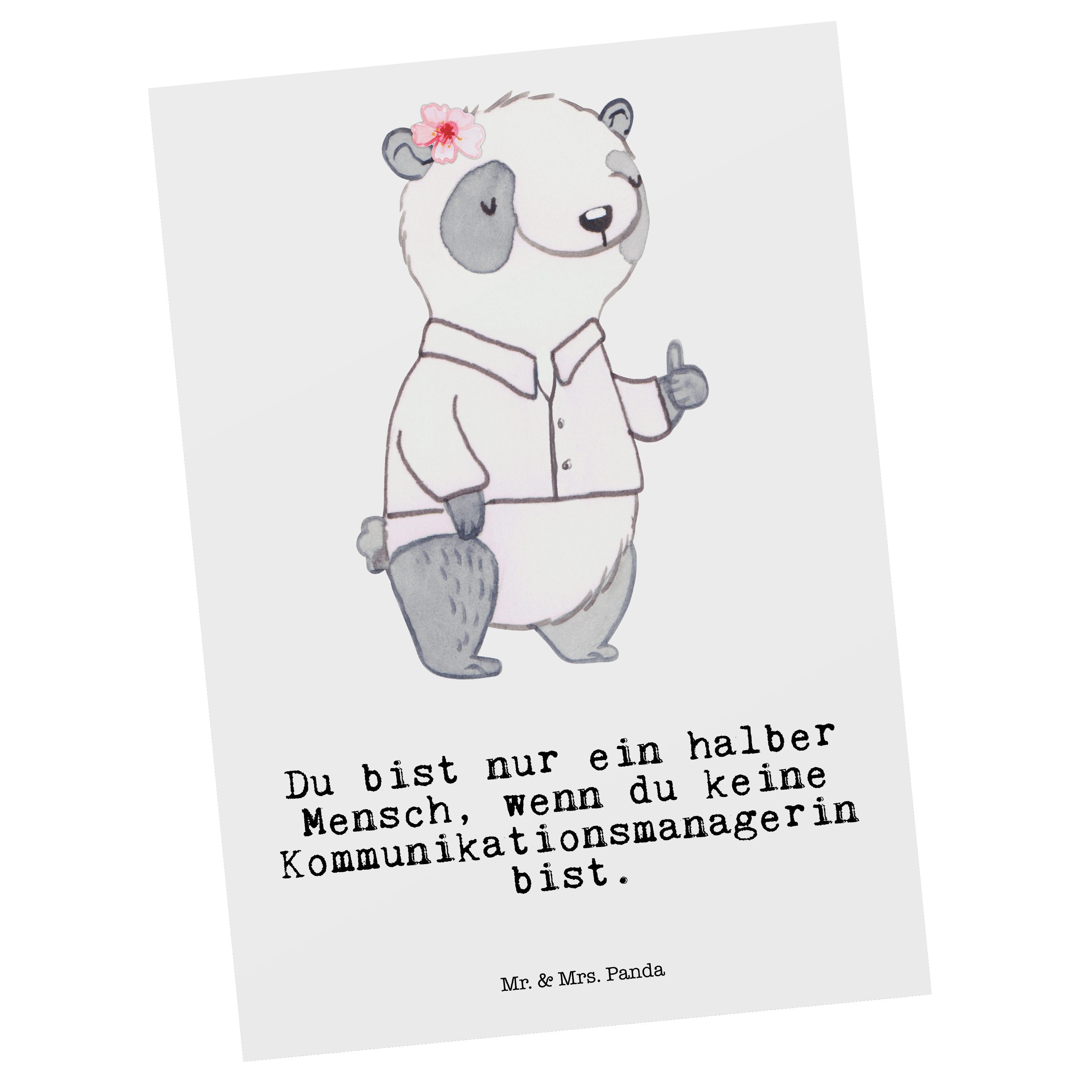 Mr. & Mrs. Panda Postkarte Kommunikationsmanagerin mit Herz - Weiß - Geschenk, Geburtstagskarte | Grußkarten