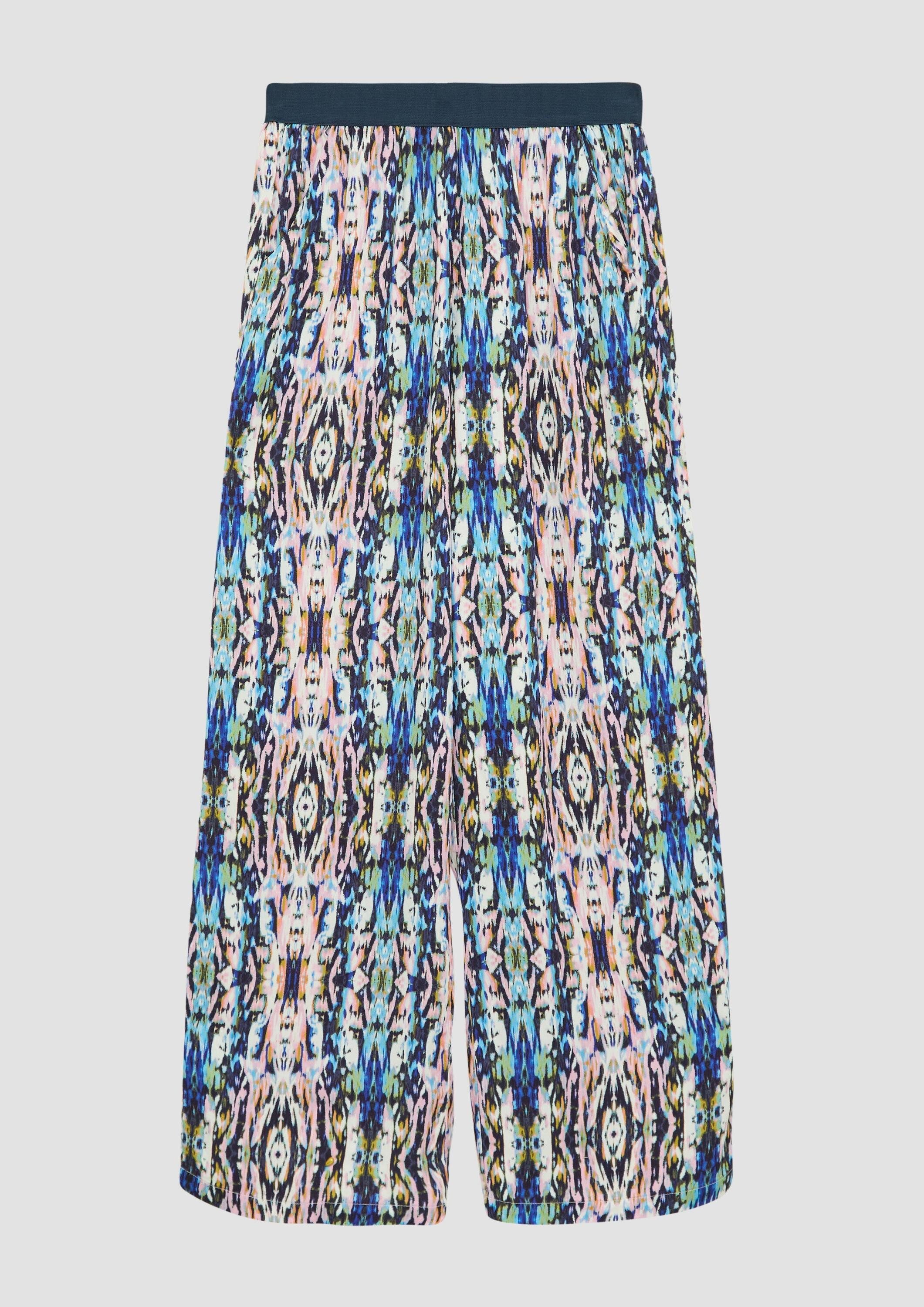 s.Oliver Chinos Hose Gemusterte Wide-Leg-Hose aus satinierter Viskose