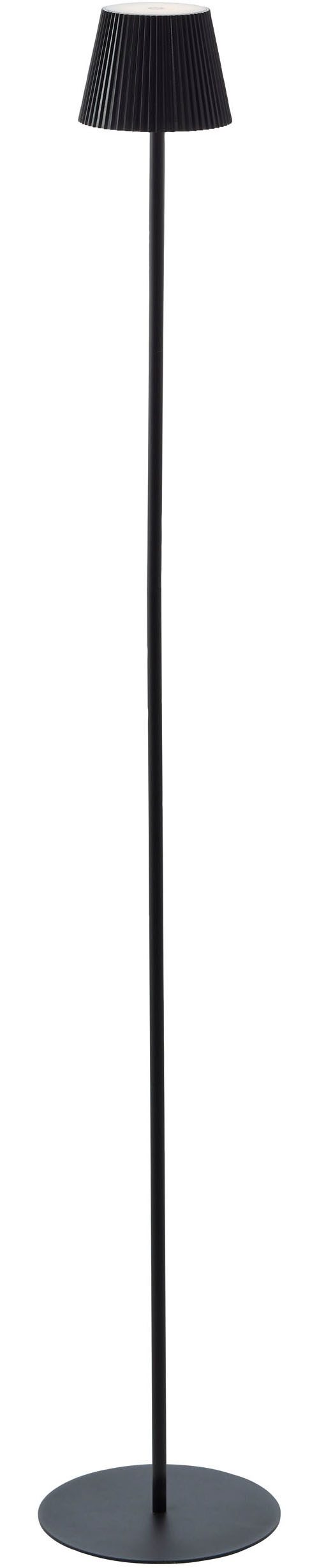 Brilliant LED Außen-Stehlampe Macobo, mehrere Helligkeitsstufen, LED fest integriert, Warmweiß, LED Akku-Leuchte, 125 cm, 340 lm, 3000 K, Touchdimmer, schwarz matt