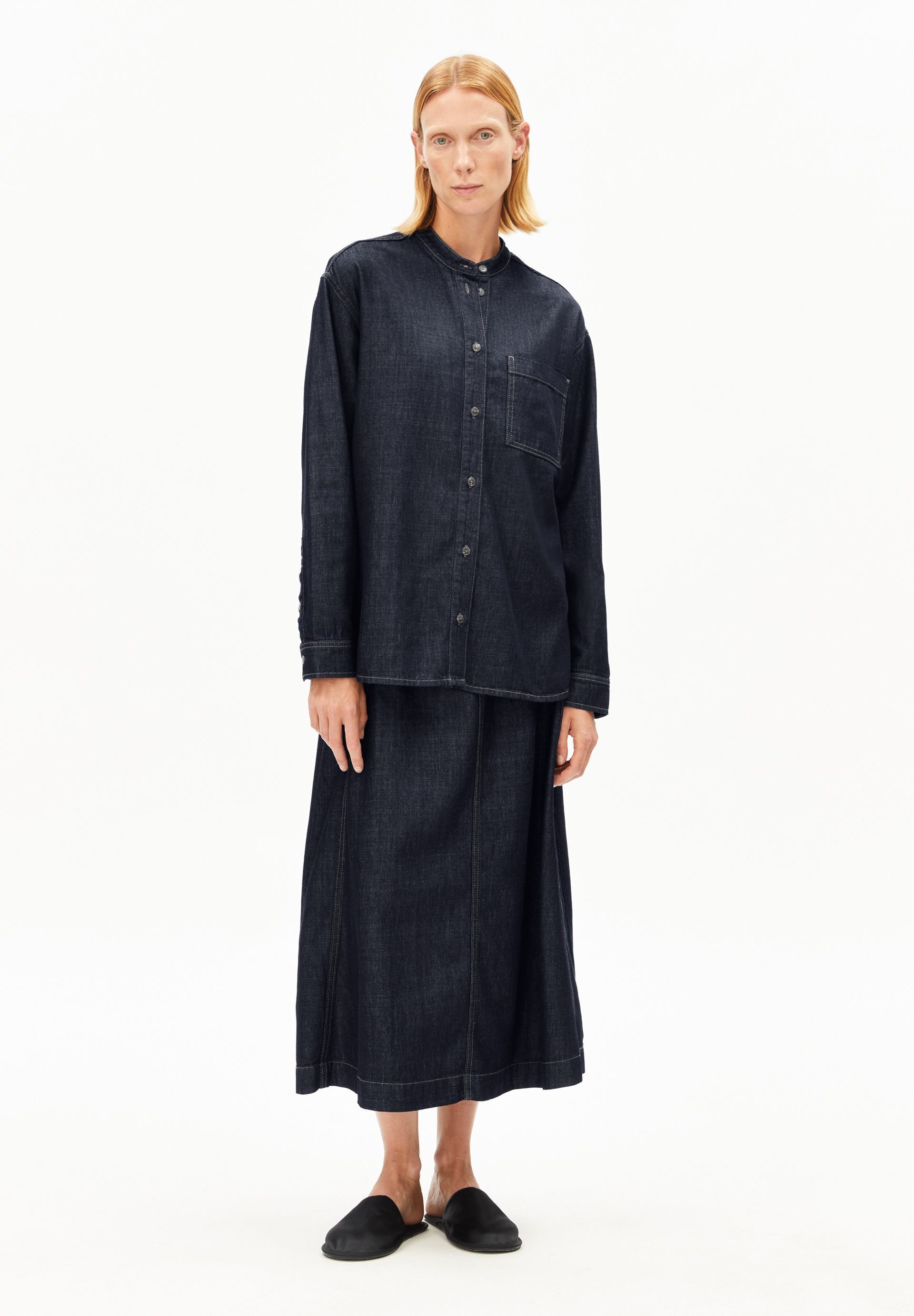 Armedangels Langarmbluse LOOSE DENIM Bluse aus Bio-Baumwoll Mix Loose Fit