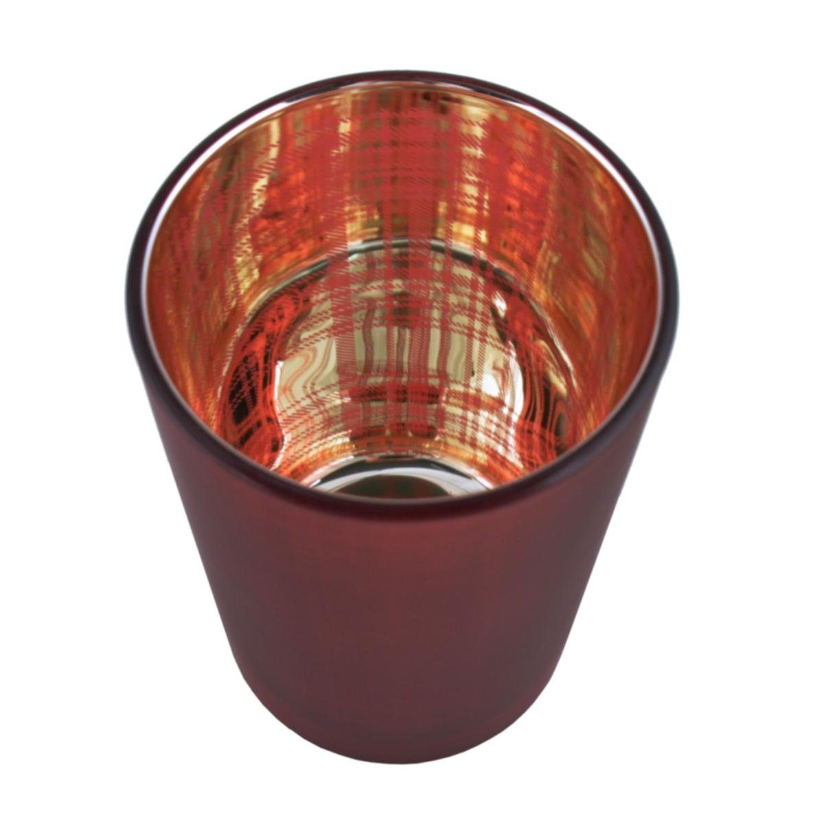 Mars & More Windlicht Mars & More Glas-Windlicht rote Karos 18 cm hoch (Stück)