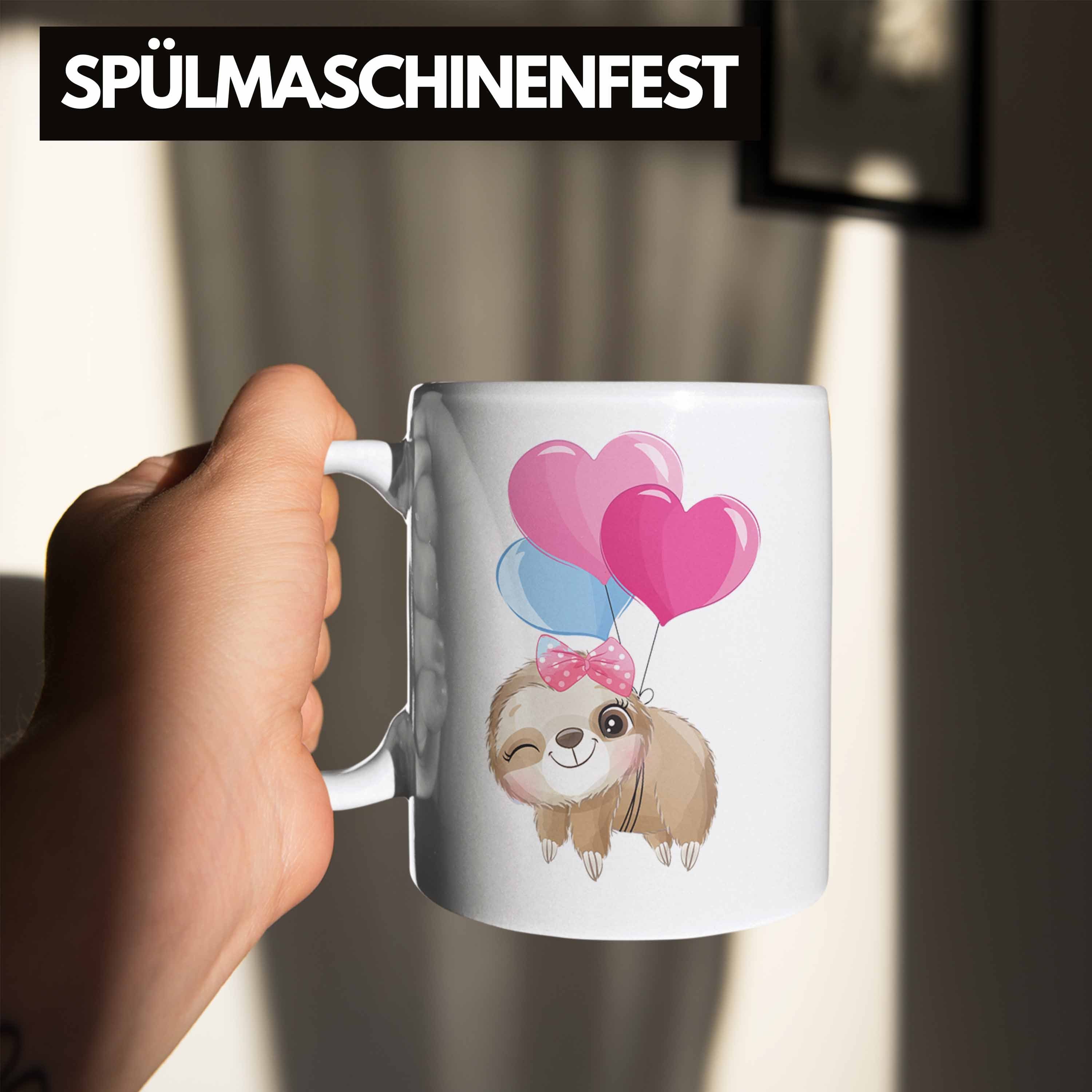 Süße Faultier Tasse Ballong Mädchen - Geschenk Weiss Trendation Tasse Trendation Geschenkidee Coole Grafik