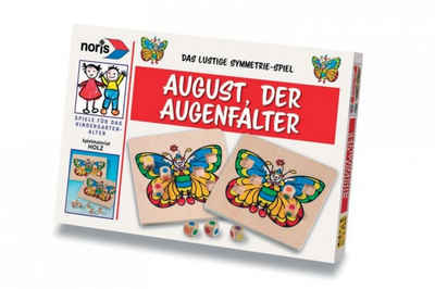 Noris Lernspielzeug August der Augenfalter • lustiges Brettspiel aus Holz • Symmetrie-Farblernspiel • Würfelspiel für Kinder Alter 3+