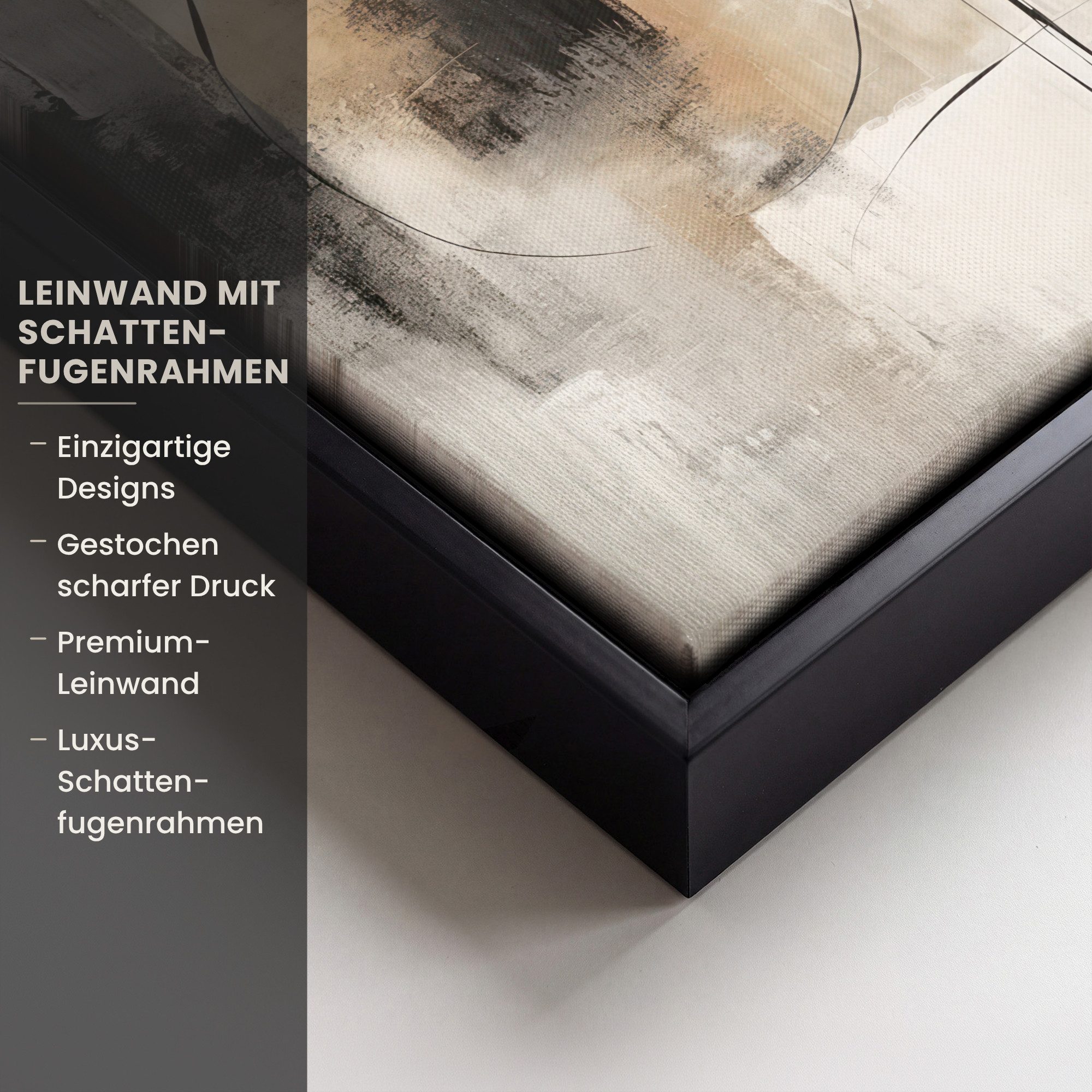 OneMillionCanvasses® Leinwandbild mit Rahmen - Kunst - Abstrakt - Grau - Industriell, Fotodruck (1 St), Leinwand Bilder Klein, Wand Dekoration Aesthetic 20x20cm – Bild 3 von 5