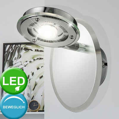 etc-shop LED Wandleuchte, LED-Leuchtmittel fest verbaut, Warmweiß, LED 5 Watt Wand Spot Strahler beweglich Beleuchtung Glas Leuchte