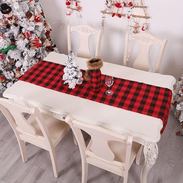 FELIXLEO Tischläufer Tischläufer 39 x 175 cm Weihnachten Kariert Rot und Schwarz Gingham
