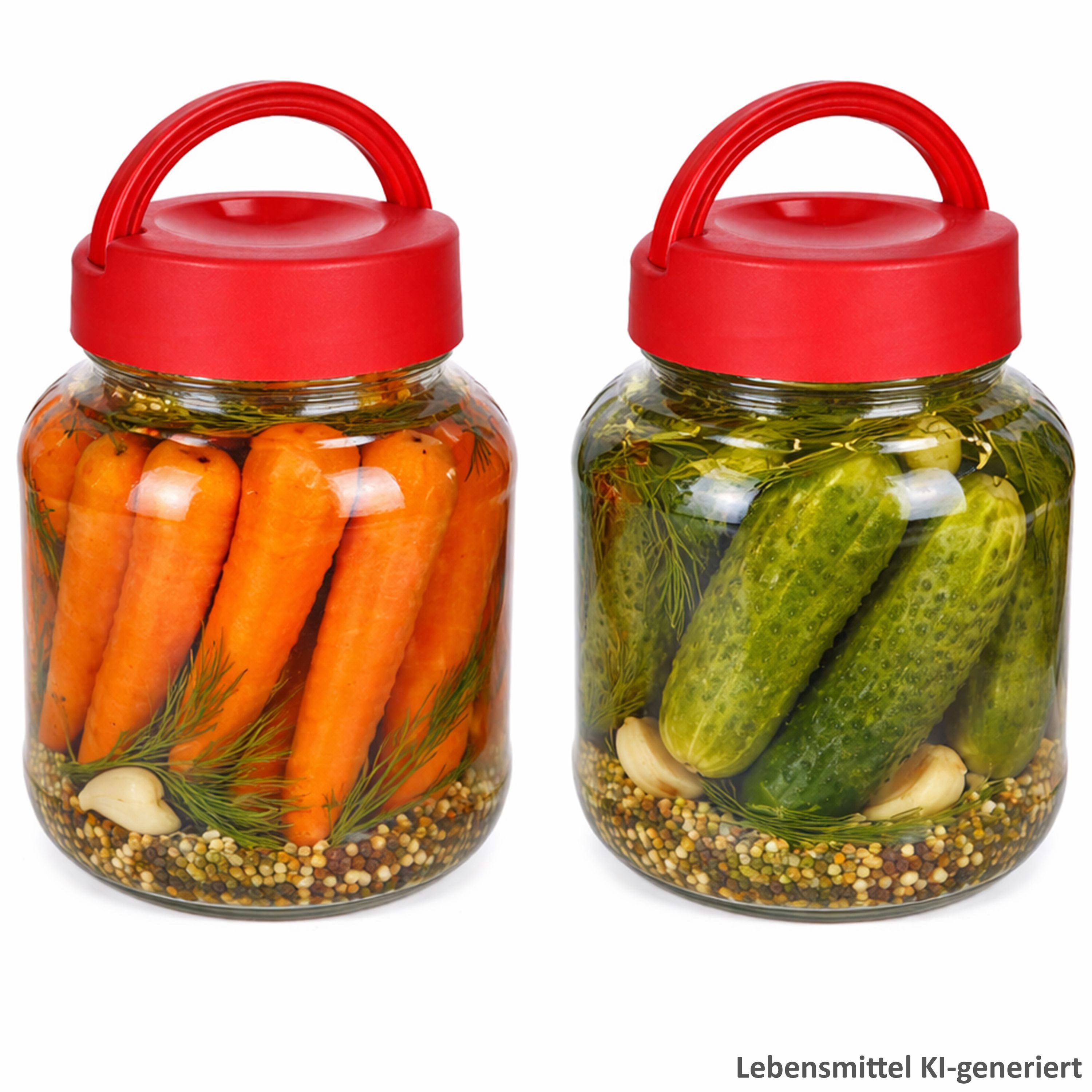 MamboCat Vorratsglas 2er Set Kim Vorratsglas 1,7L Glas mit Deckel & Henkel Gurken-Glas, Glas