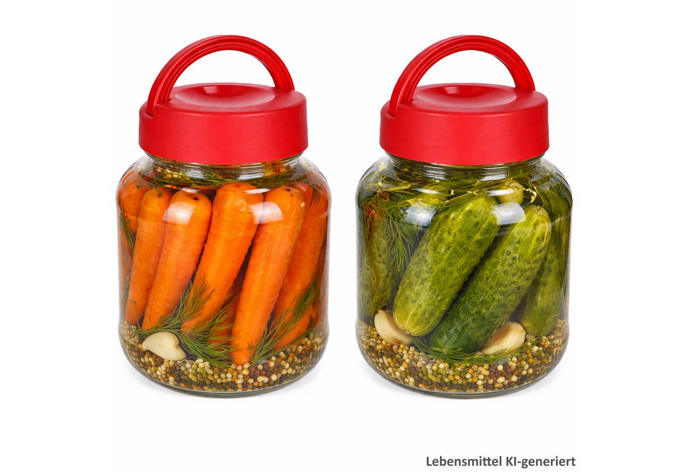 MamboCat Vorratsglas 2er Set Kim Vorratsglas 1,7L Glas mit Deckel & Henkel Gurken-Glas, Glas