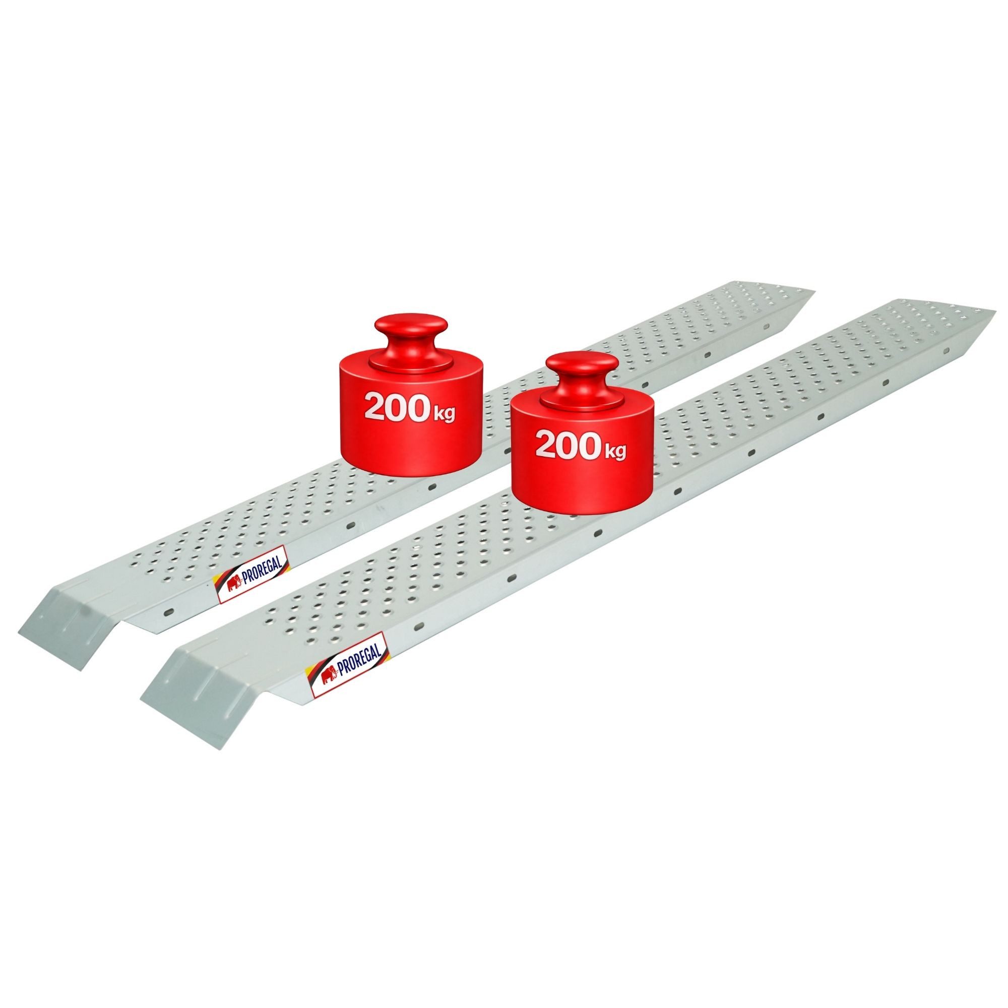 PROREGAL® Auffahrrampe TITAN 2 St. 160cm Traglast 200kg pro Laderampe rutschfeste Oberfläche, Robuste Rampe rutschfeste Oberfläche Verzinkt mit Tragegriff