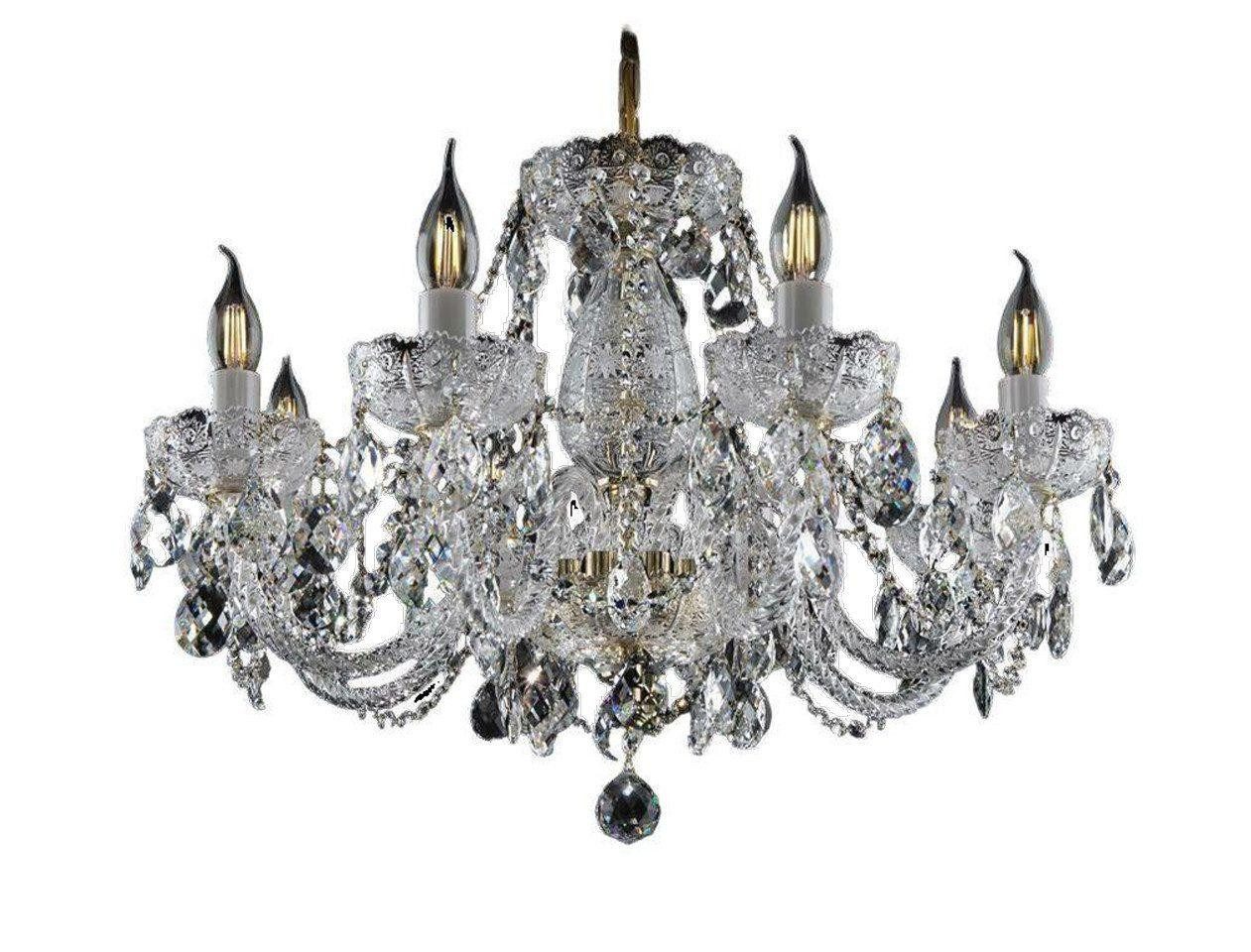 JVmoebel Kronleuchter XXL Leuchte 8x Lampen Palast Villa Leuchten Lampe Kristall Luster, Transparent-Amber, Made in Europa