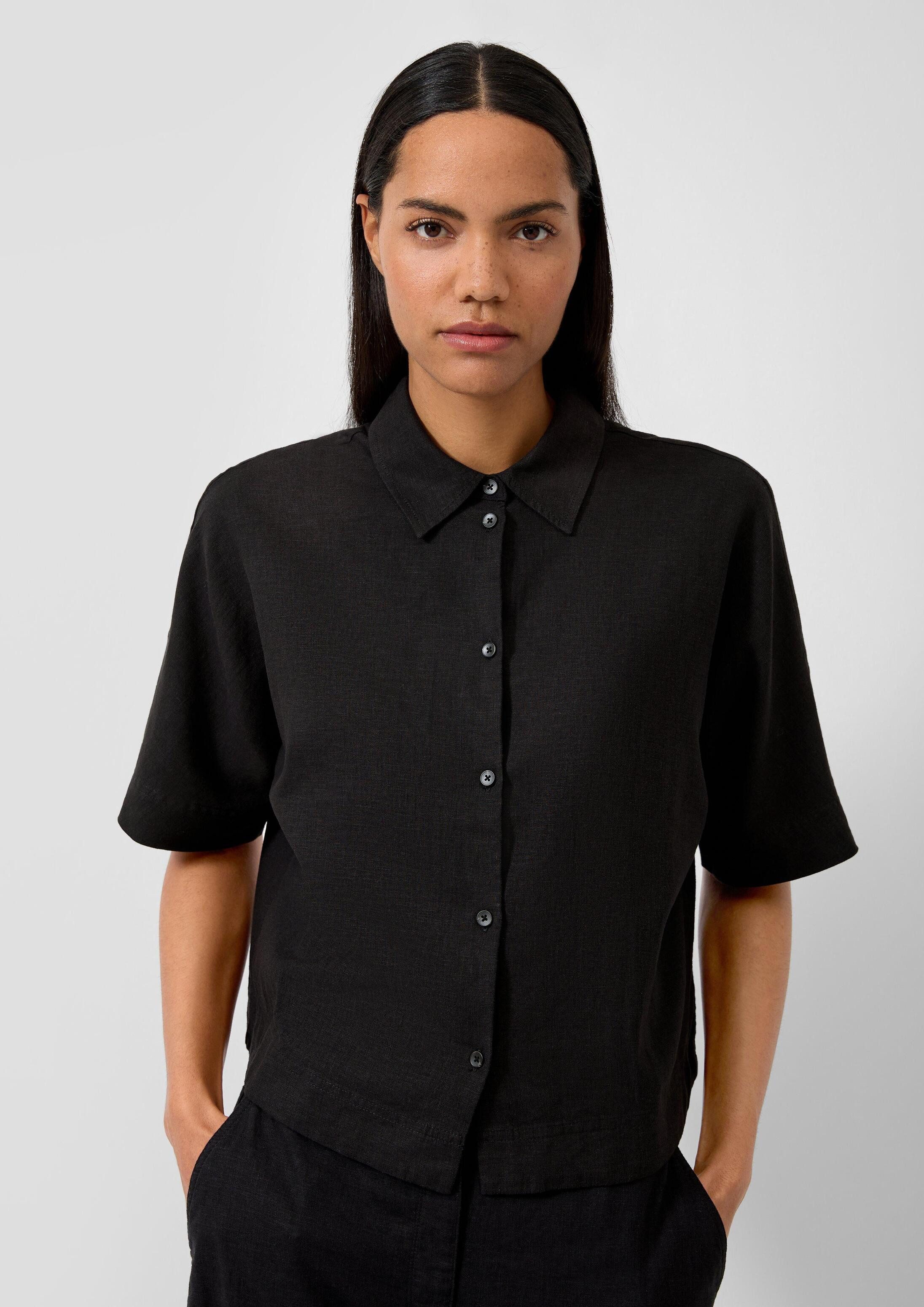 s.Oliver Kurzarmbluse Bluse Kurzarm-Bluse aus Leinenmix