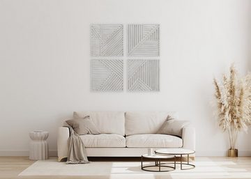 KUNSTLOFT Holzbild Musterhaftes Quartett 100x100 cm, handgefertiges Wandbild aus Holz